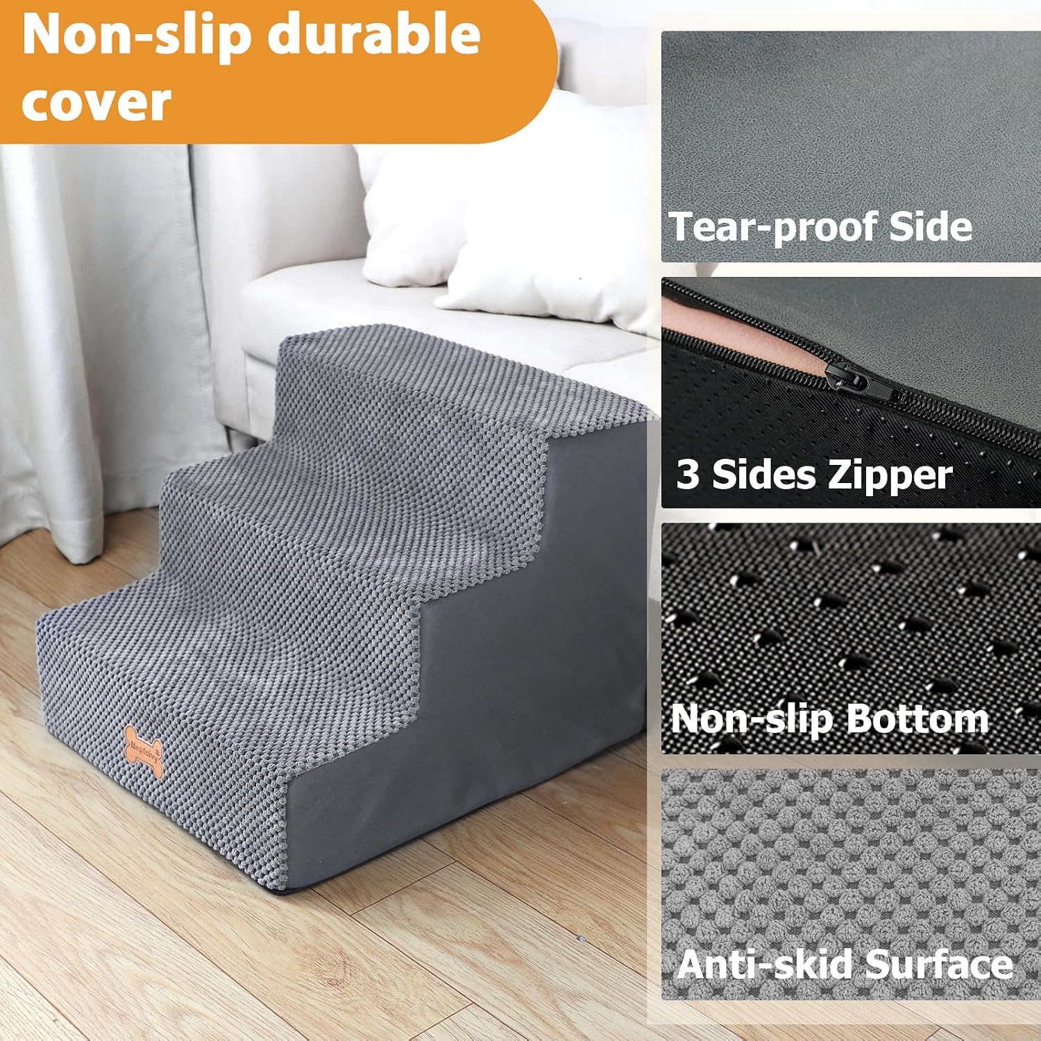 Thumbnail 2 de Nepfaivy Dog Steps 3-step foam stairs 45×40×34 cm