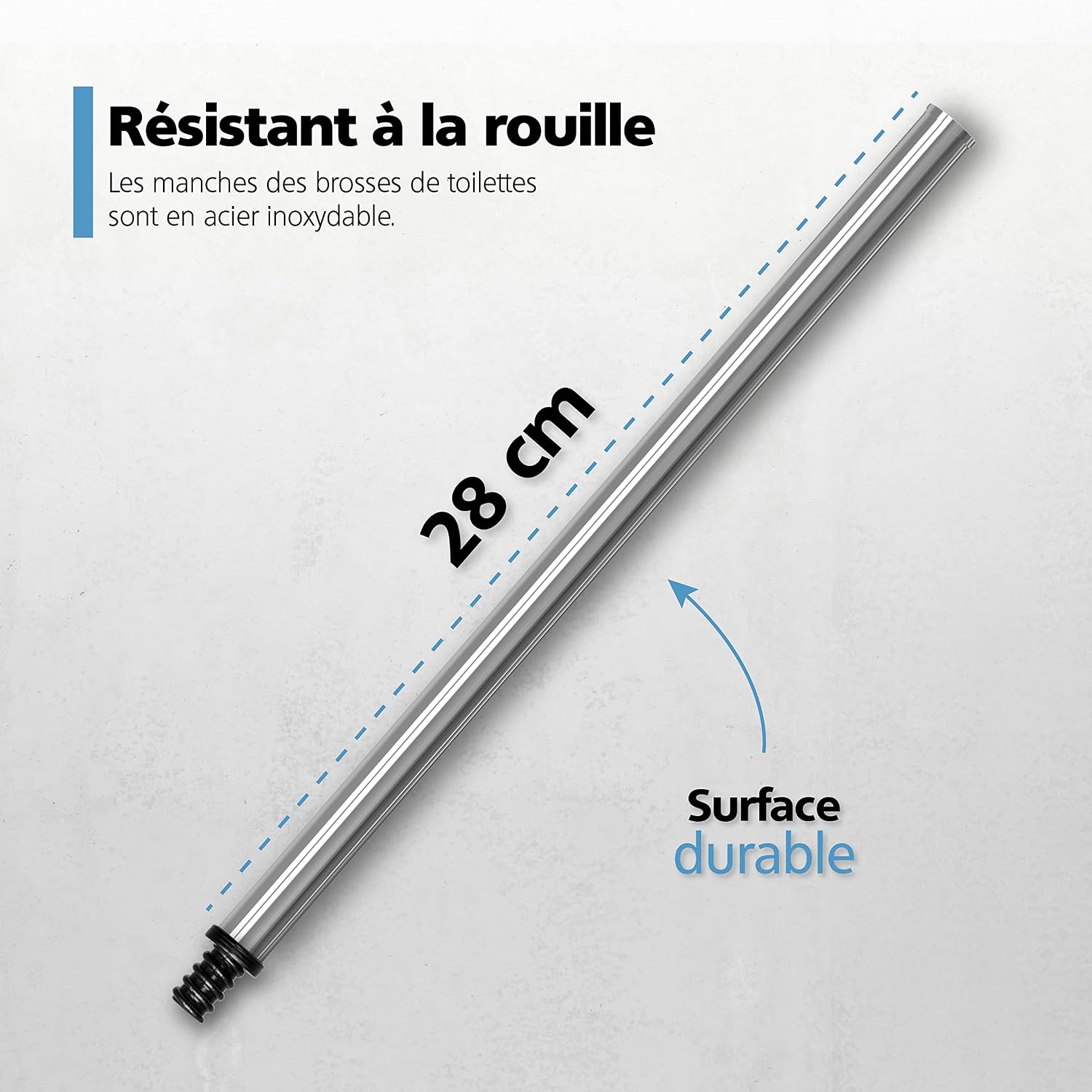 Detalle de Nirox lot de 2 brosses WC en silicone avec manches en acier inoxydable et têtes TPR (Ø 7,7 cm)