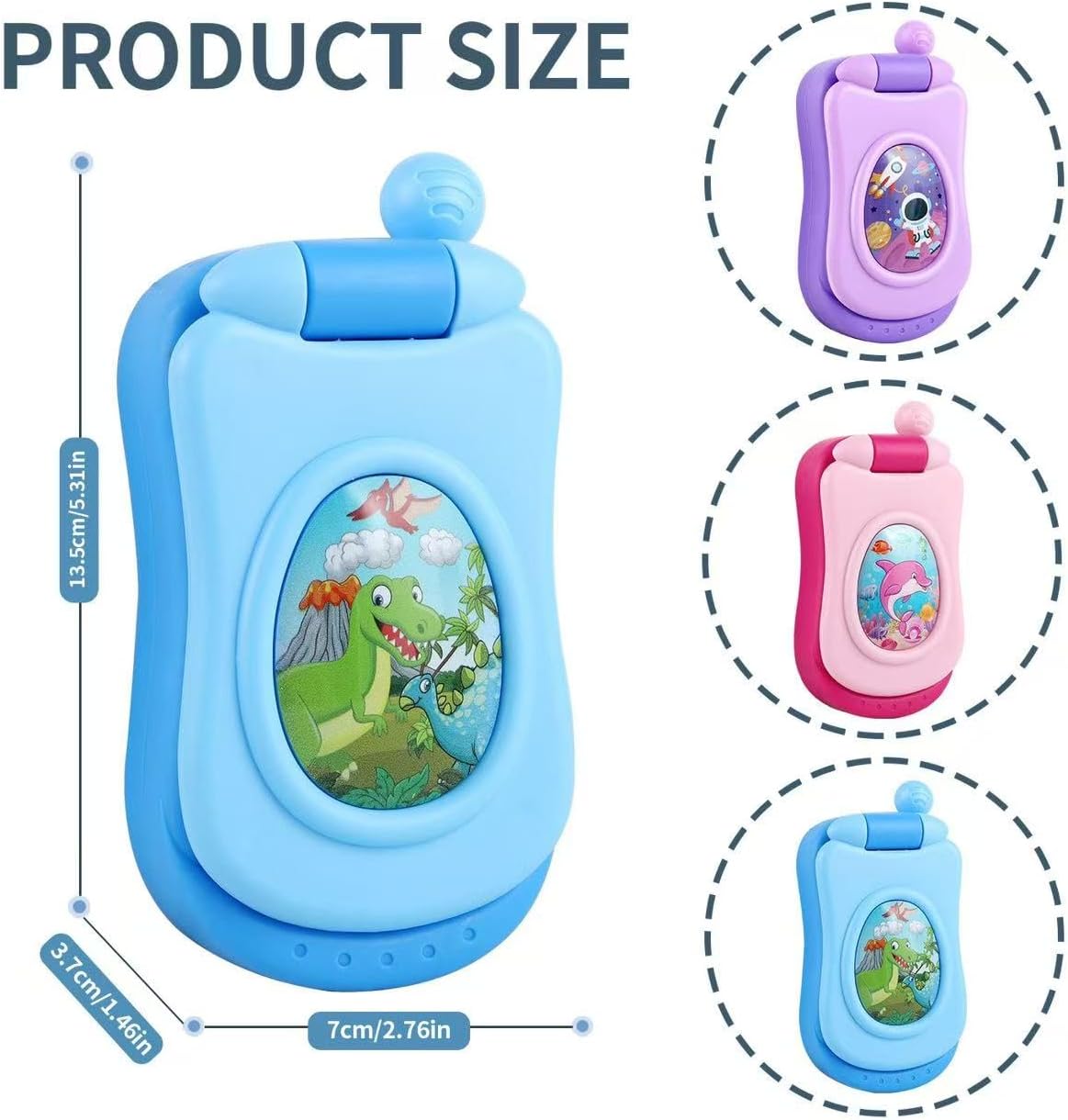 Thumbnail 1 de Toy Phone Baby Phone Toy for 1-6 Year Olds – Retro Flip Design with Music and Sound Effects
