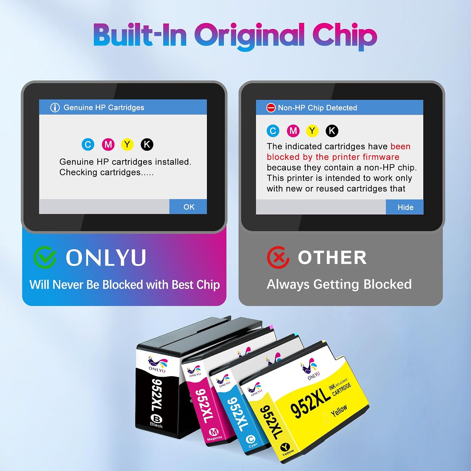 Detalle 2 de ONLYU 952XL Ink Cartridge 4 pack for HP OfficeJet, Remanufactured