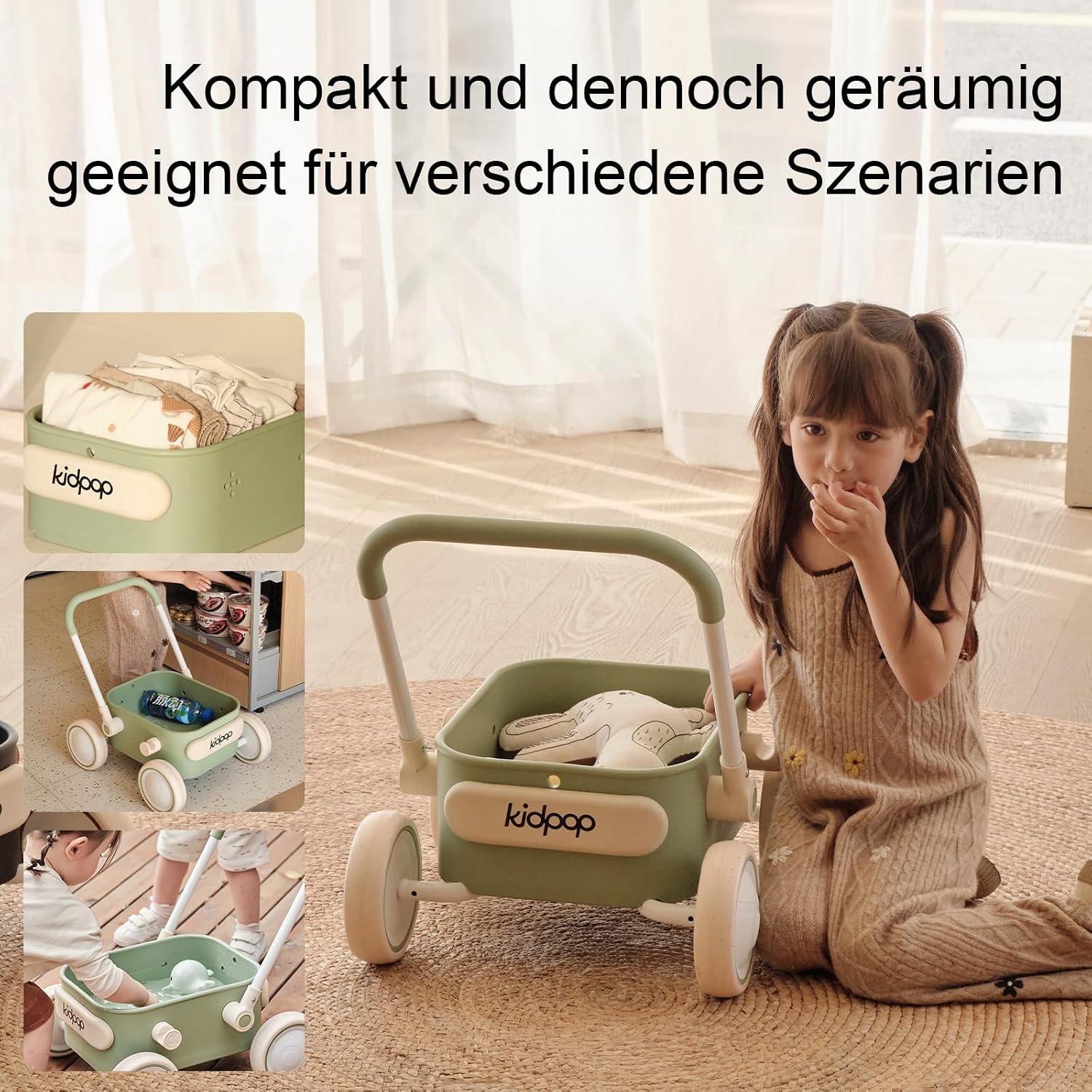 Detalle de Kidpop PULA 2-in-1 Baby Lauflernwagen für Indoor & Outdoor (grün)