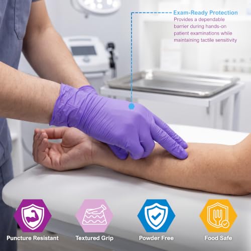 Detalle de MedPride Powder-Free Nitrile Exam Gloves, Iris Blue, Medium (Box/100)