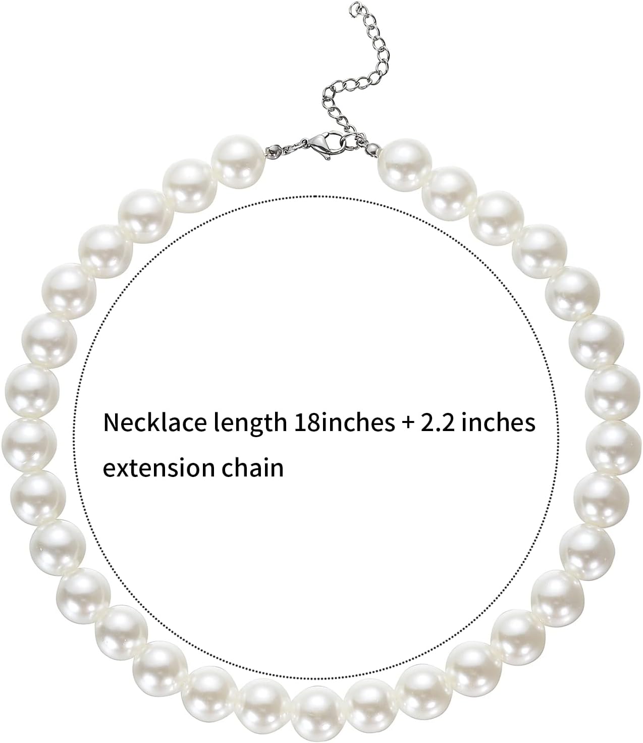 Detalle de HSWYFCJY Damen Perlenkette Weiß – 45 cm, 6–14 mm, mit Verlängerung