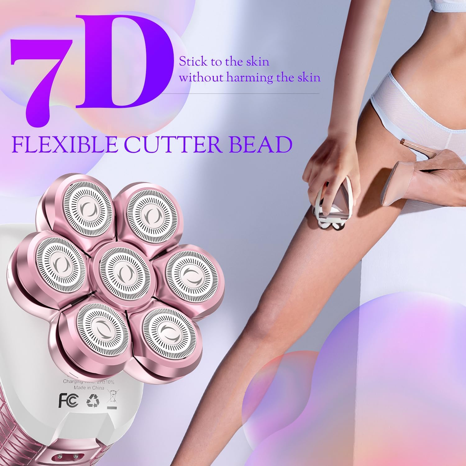 Detalle 2 de 60% Off 5-in-1 Electric Razors for Women Legs with 7D Head and IPX6 Waterproofing