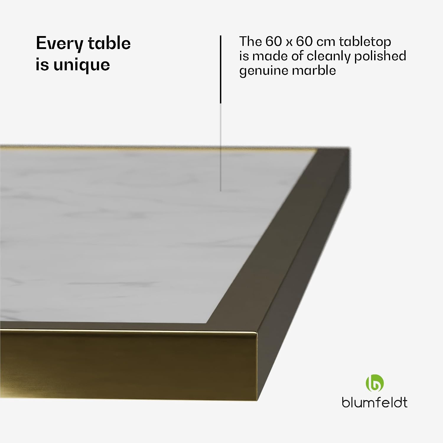 Detalle de blumfeldt Patras Lux Bistro Table, 60 x 60 cm Marble Top, Cast Iron Base