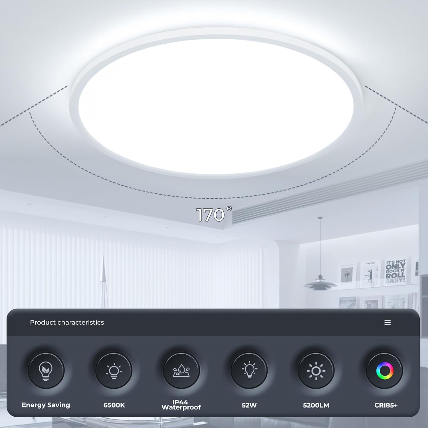 Detalle de EASY EAGLE YXXDDCB500 led-plafondlamp, 50 cm, 52 W, 6500 K, IP44