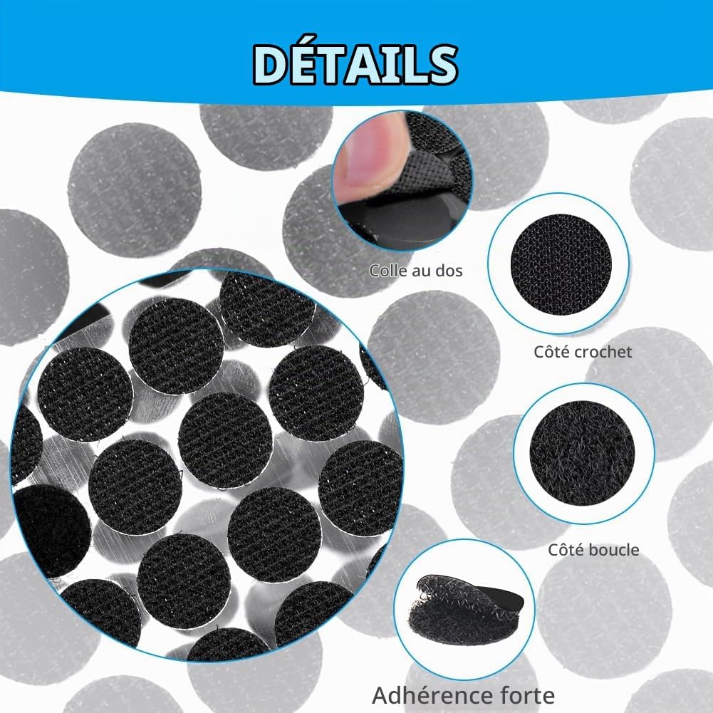 Detalle de OFFCUP ronde klittenbandstickers 10 mm, zwart, 504 paar