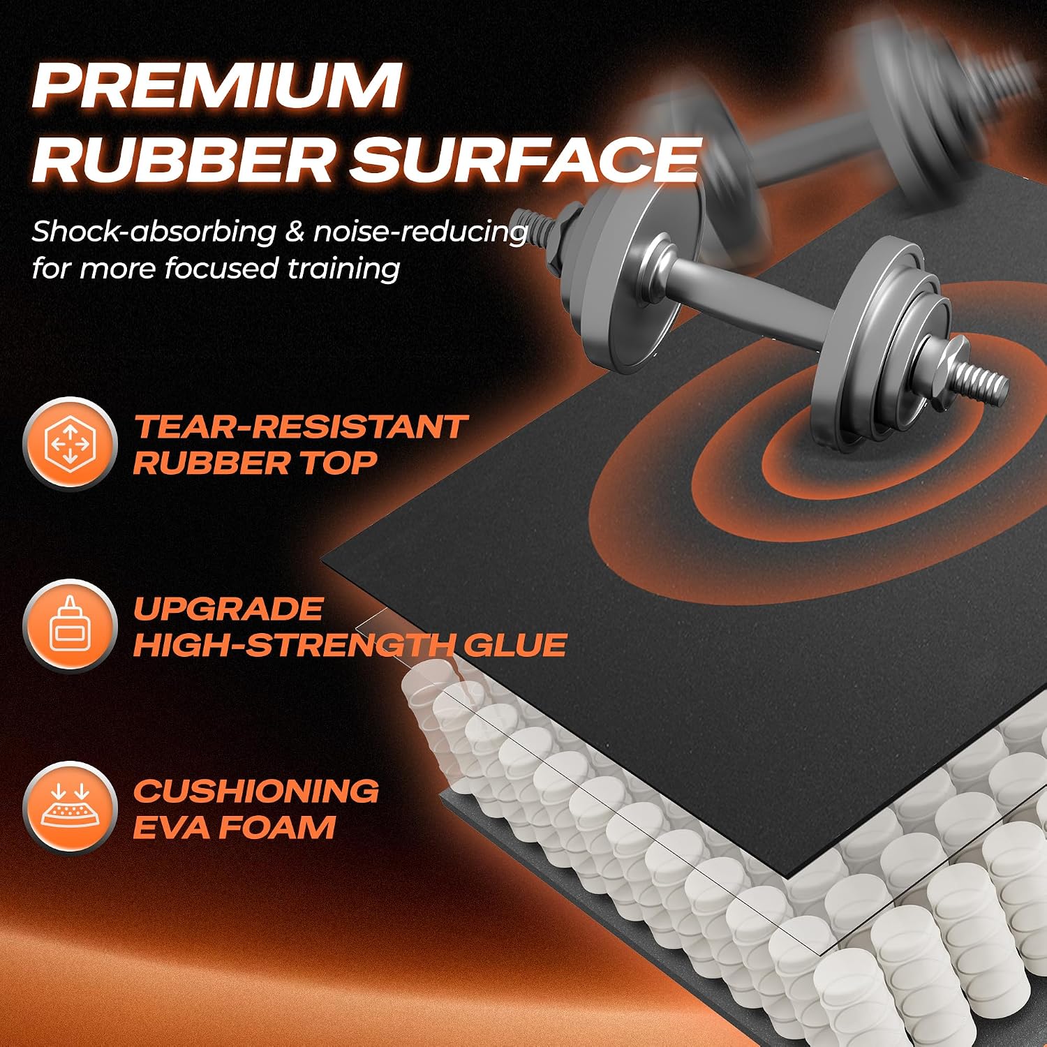 Detalle de SUPERJARE 0.56'' Thick 24 Pcs Interlocking Rubber-Top Exercise Mats
