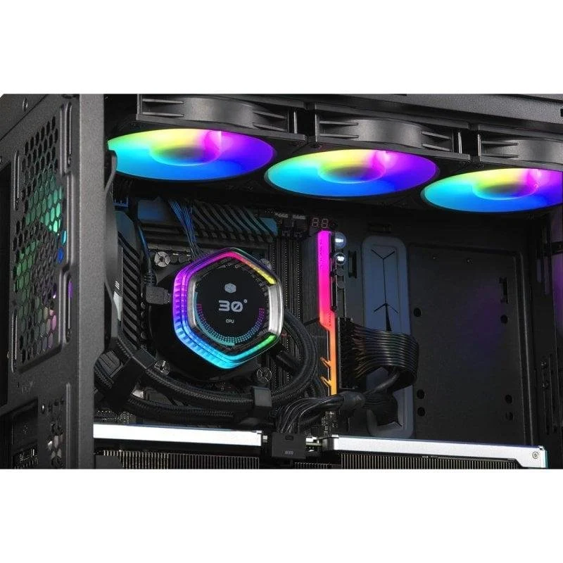 Detalle de Cooler Master MasterLiquid 360 ION ARGB Kit: refrigeración líquida 360 mm con pantalla LCD para PC potente y con estilo