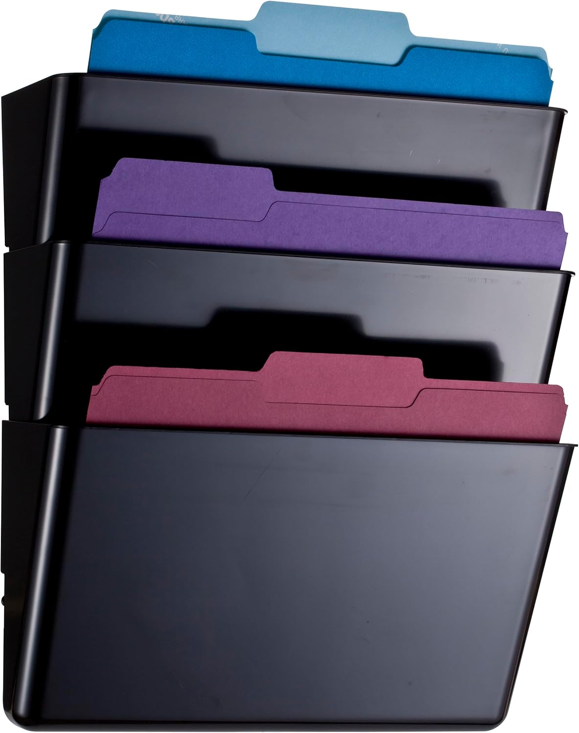Detalle de Officemate 26092 Letter-Size Wall File, Set of 3, Recycled Black Plastic