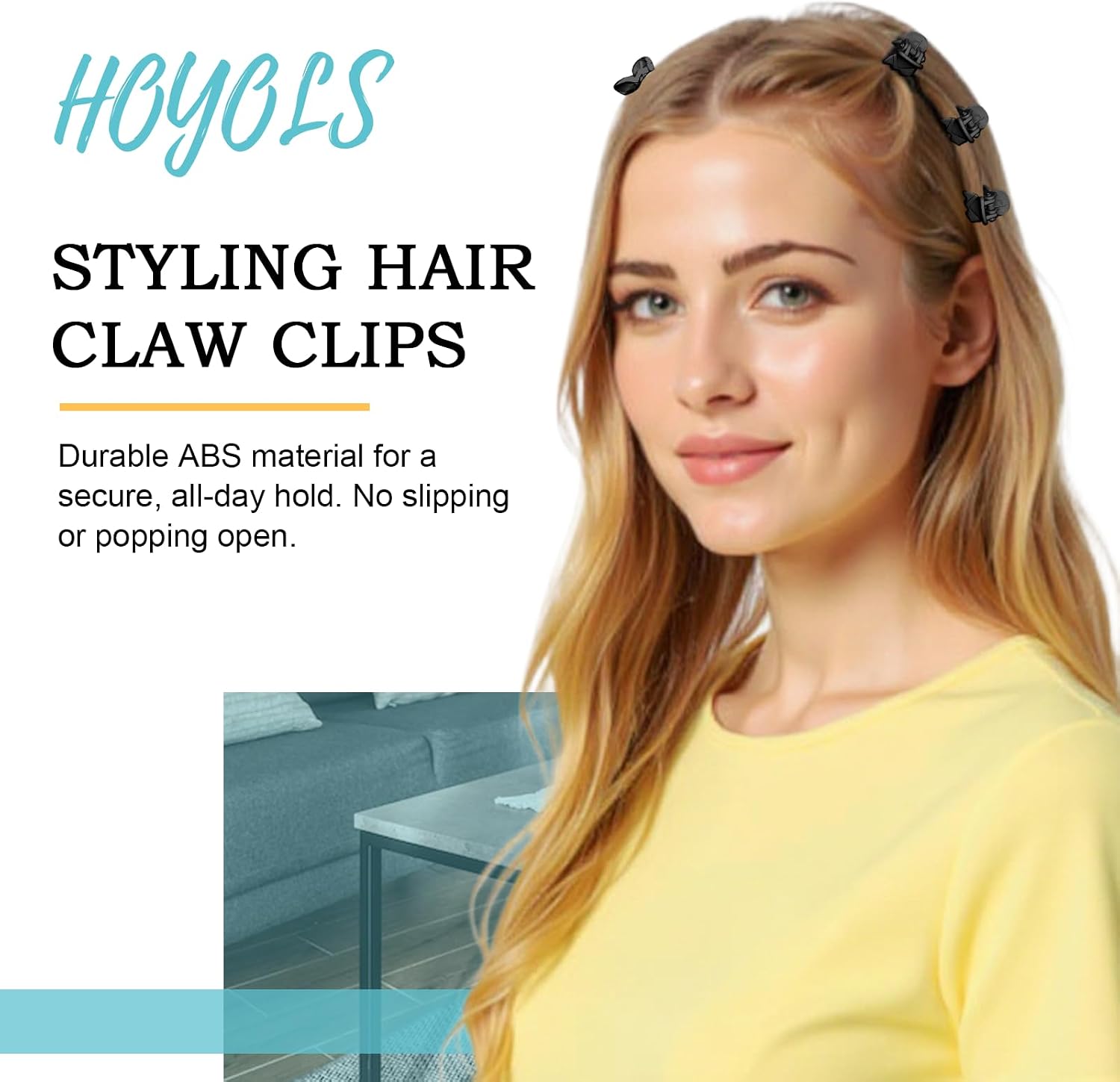 Thumbnail 4 de HOYOLS lot de 35 mini barrettes griffes anti-dérapantes pour cheveux fins et franges