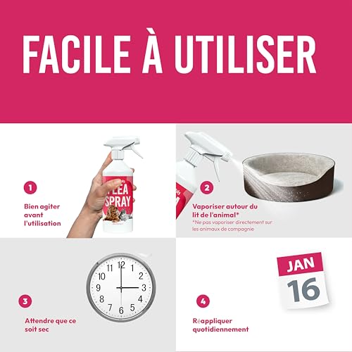 Detalle de Petsly Spray Anti Puces Chat & Chien -500 ml - Non Tachant, Action Rapide