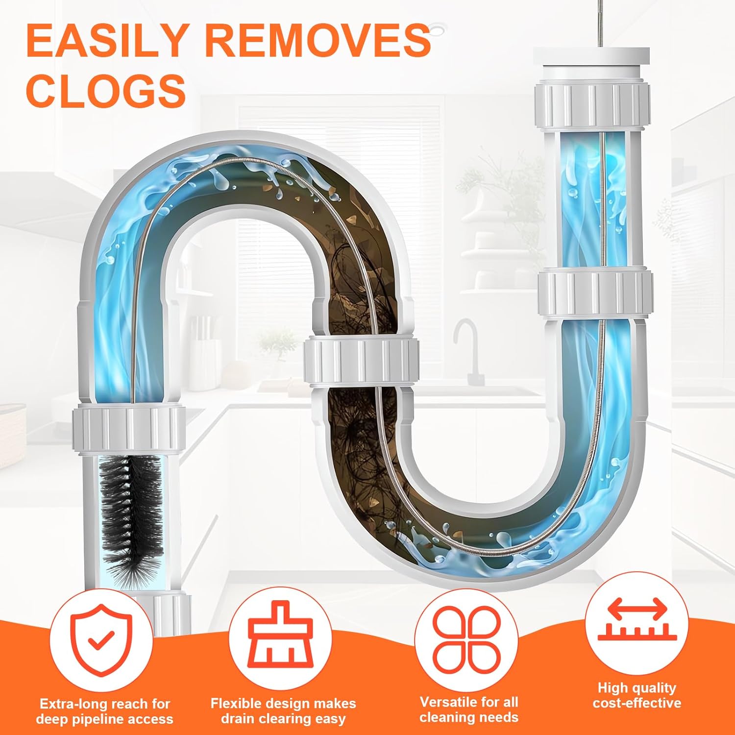 Thumbnail 2 de LANZHANFEI 4PCS Drain Unblocker rods for sinks and toilets 🛠