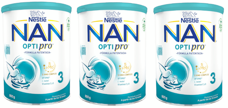 Detalle de Nestlé Nan Optipro 3 Leche Crecimiento 3x800 g: nutrición equilibrada para niños a partir de 12 meses