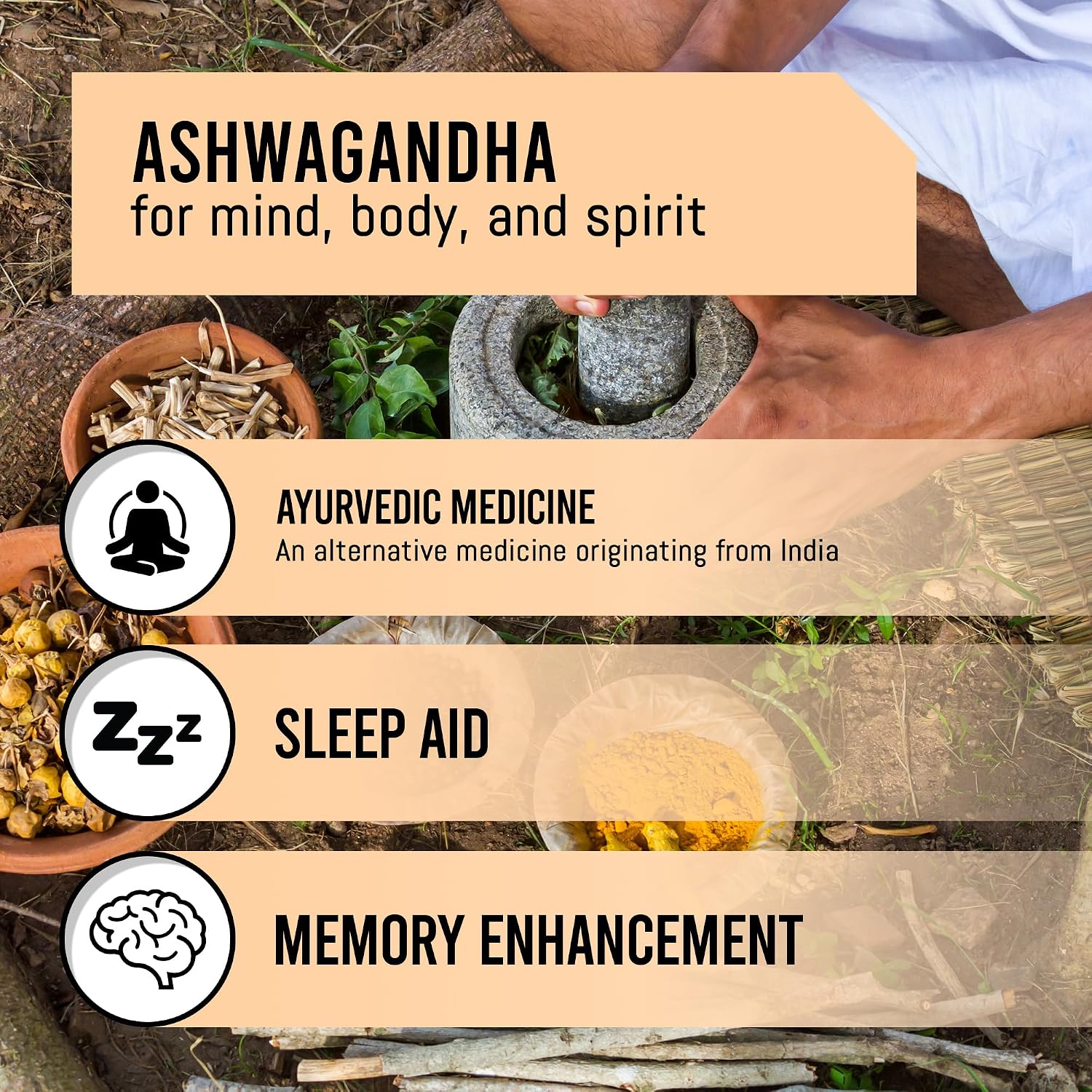 Detalle de EBYSU Ashwagandha Supplement, 120 Vegetarian Capsules with Black Pepper Extract
