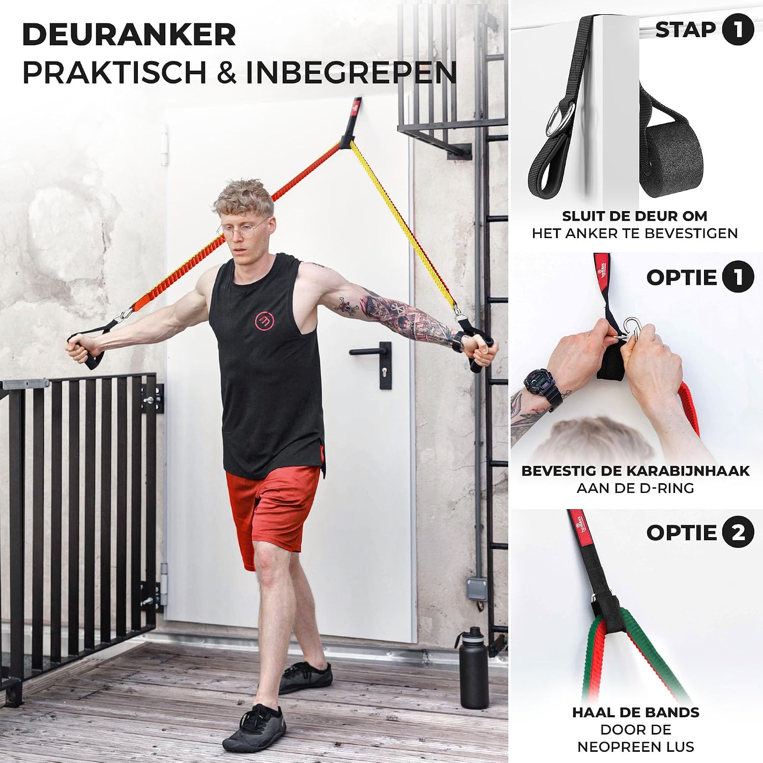 Thumbnail 5 de BeMaxx 2) Fabric Resistance Band Set met 5 tubes en deuranker