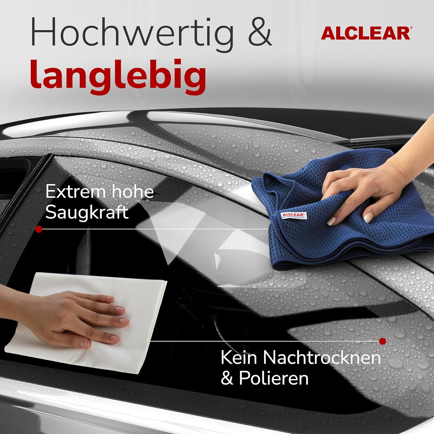 Thumbnail 2 de ALCLEAR 820002 Mikrofasertuch Set Fenster – 2-teilig (Fenstuch 60x45 cm, Trockentuch 60x40 cm) für streifenfreie Reinigung