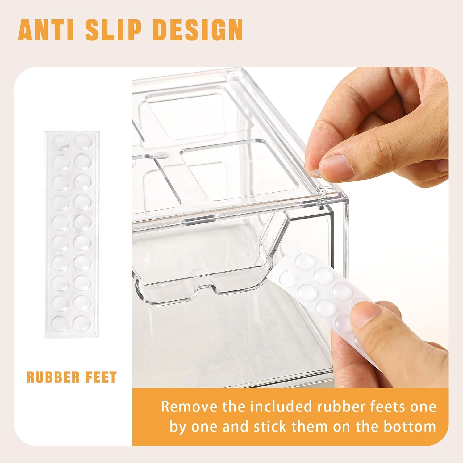 Detalle 1 de Stebopum 4-Pack Stackable Clear Plastic Storage Drawers (Drawer Organiser)