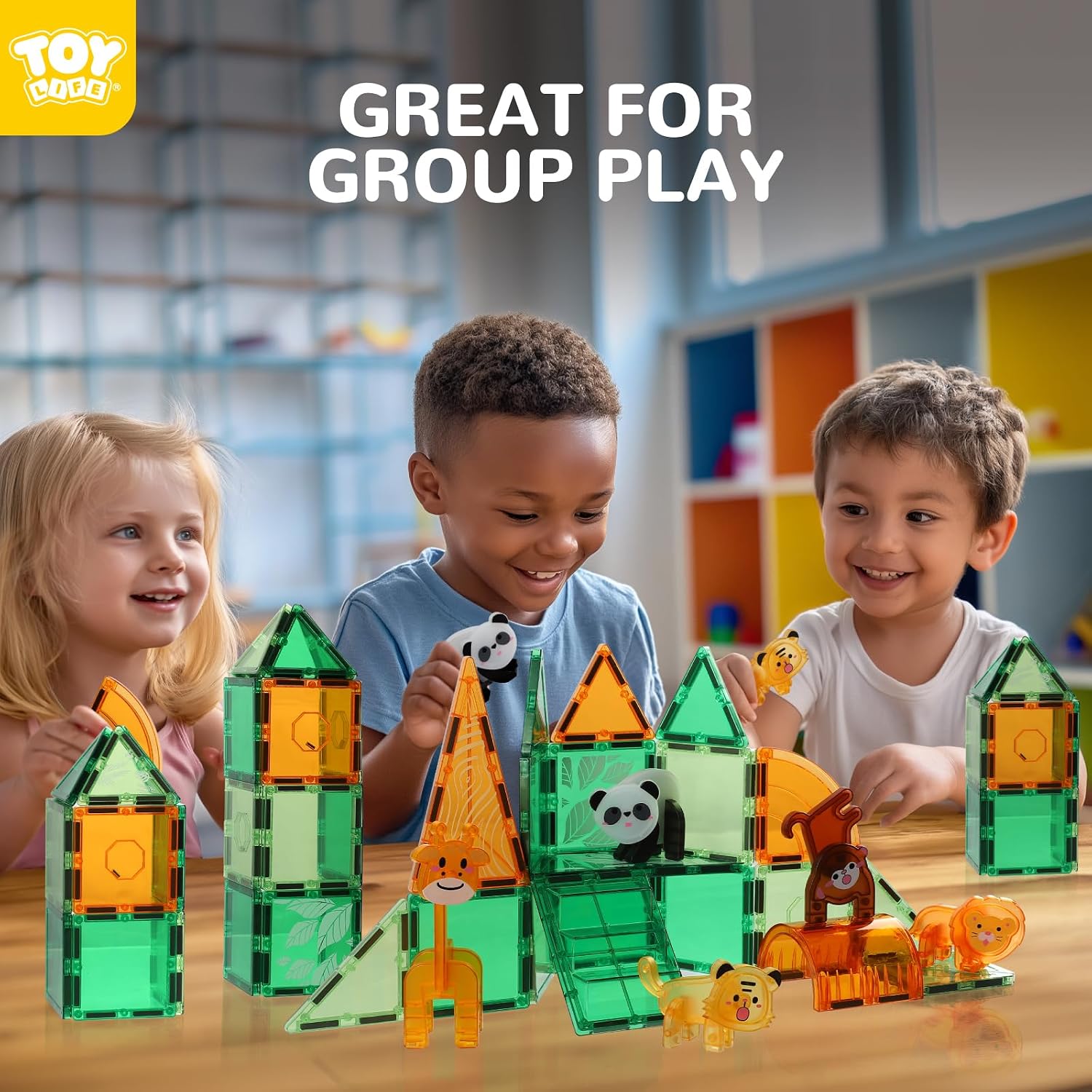 Detalle de TOY Life Magnetic Tile Set, 56 Pieces