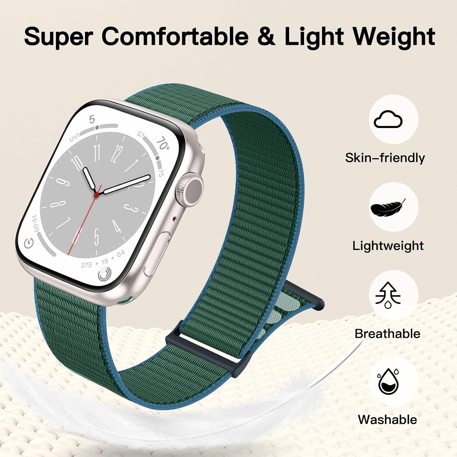 Detalle de Yoohoo Nylon Straps for Apple Watch: Soft, breathable replacement bands for all sizes
