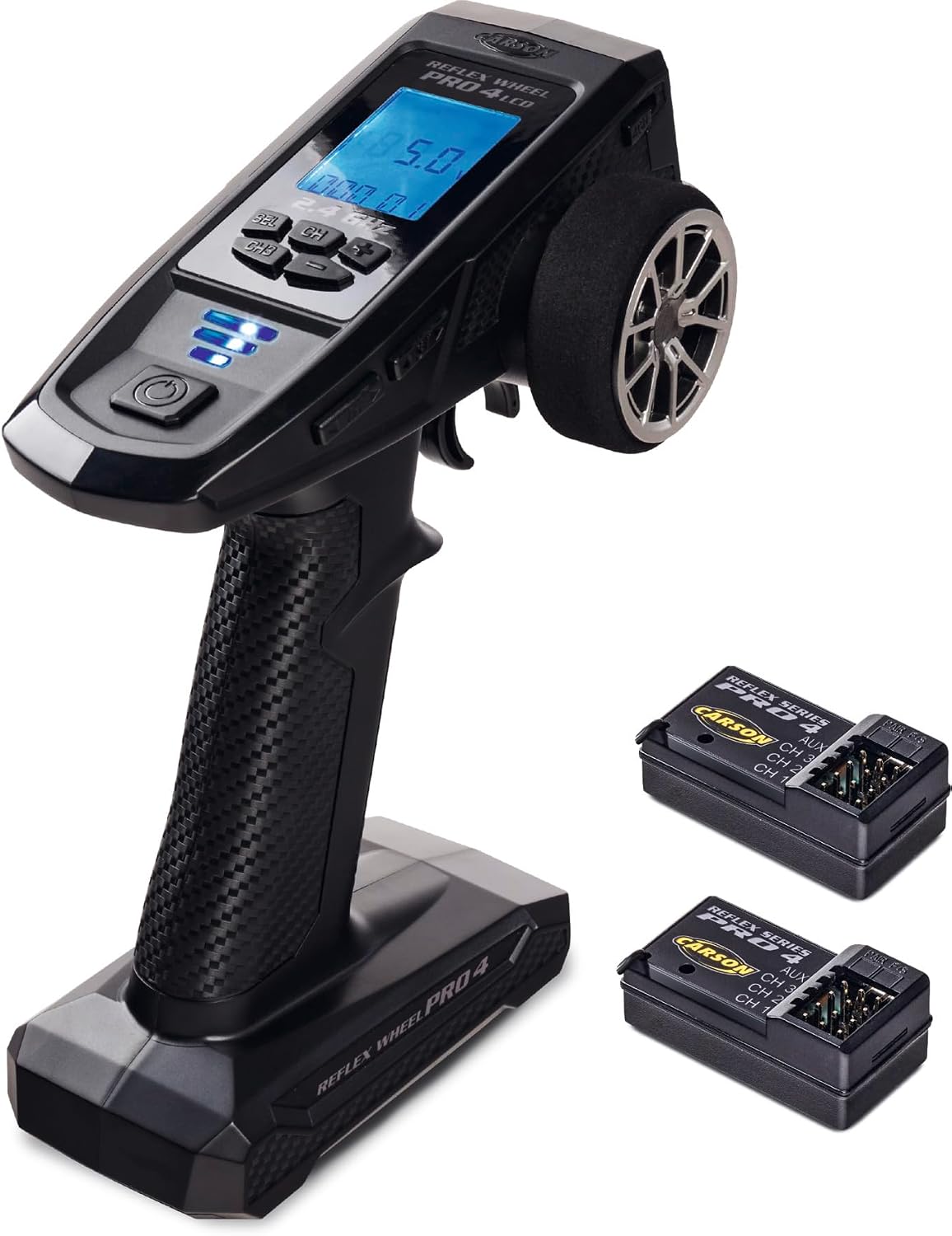 Detalle de Carson FS 4K Reflex Wheel Pro 4 – aparatura RC 2,4 GHz LCD, 4-kanałowa