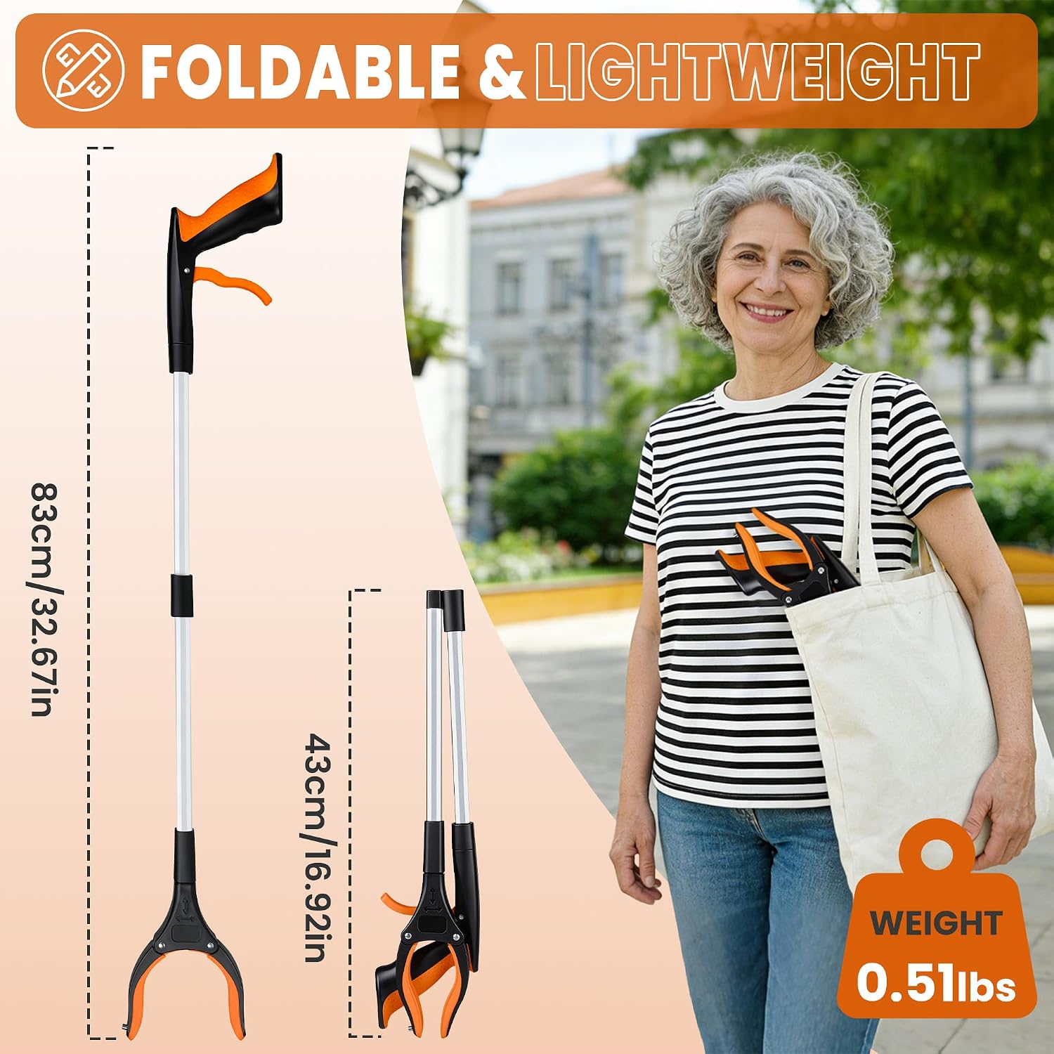 Thumbnail 1 de bemece 83 cm Folding Grabber Reacher, 360° Rotating Jaw and Magnetic Pickup