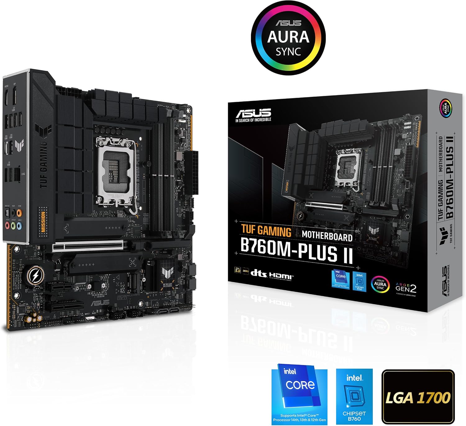 Detalle 2 de ASUS TUF GAMING B760M-PLUS II Micro-ATX Motherboard, LGA 1700, DDR5, PCIe 5.0