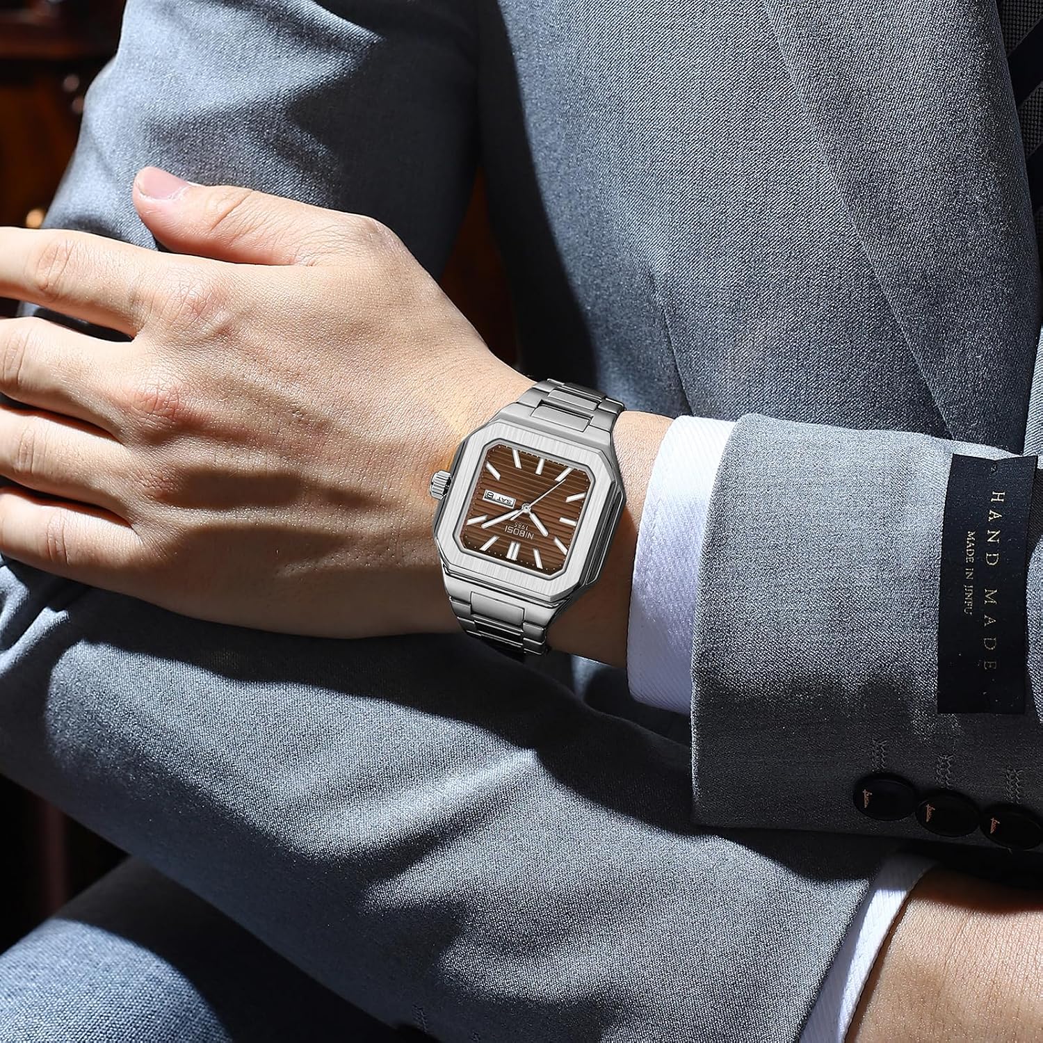 Detalle 1 de NIBOSI orologio uomo quadrato analogico