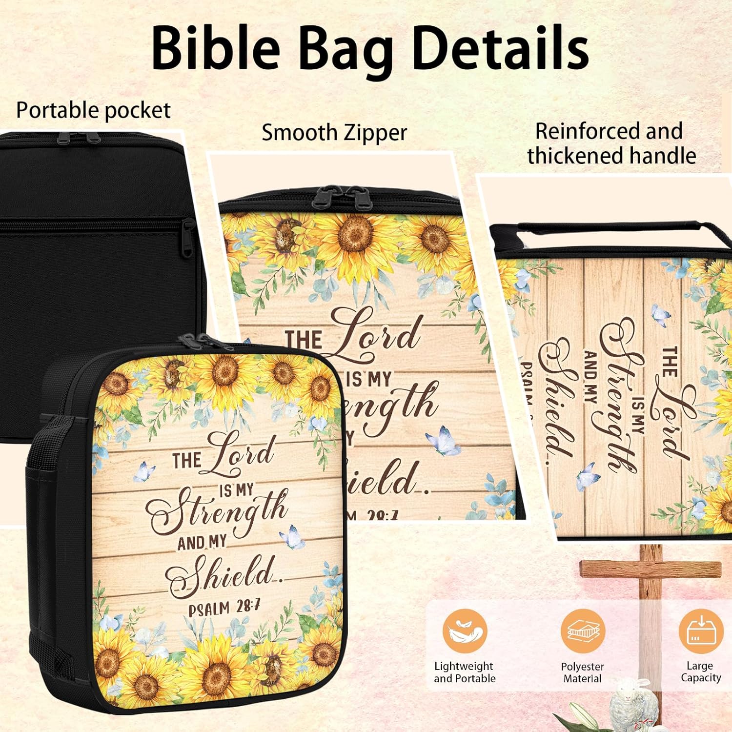Thumbnail 4 de Shaeotek Bible Sunflower Case for Women – Lightweight Bible Cover with Reinforced Handle