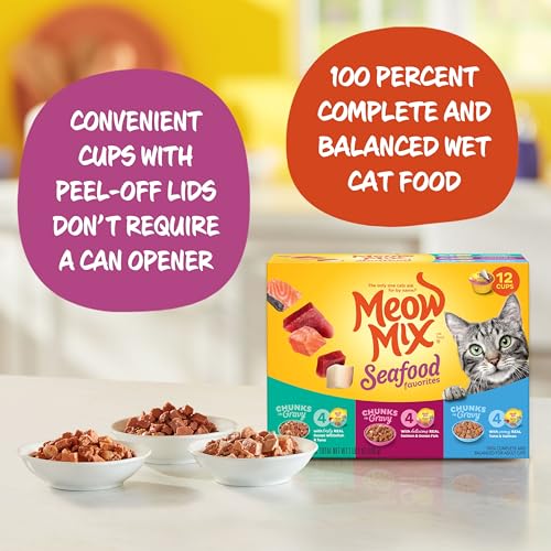 Thumbnail 2 de Meow Mix Seafood Favorites Wet Food Variety Pack, 12 Cups