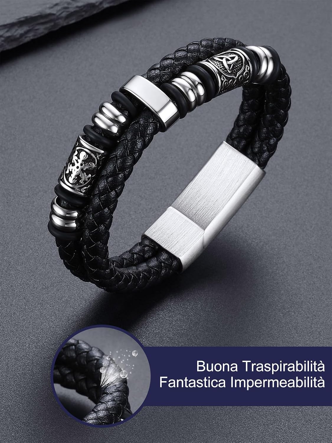 Detalle de Bandmax Bracciale Pelle Intrecciata 21cm 💍