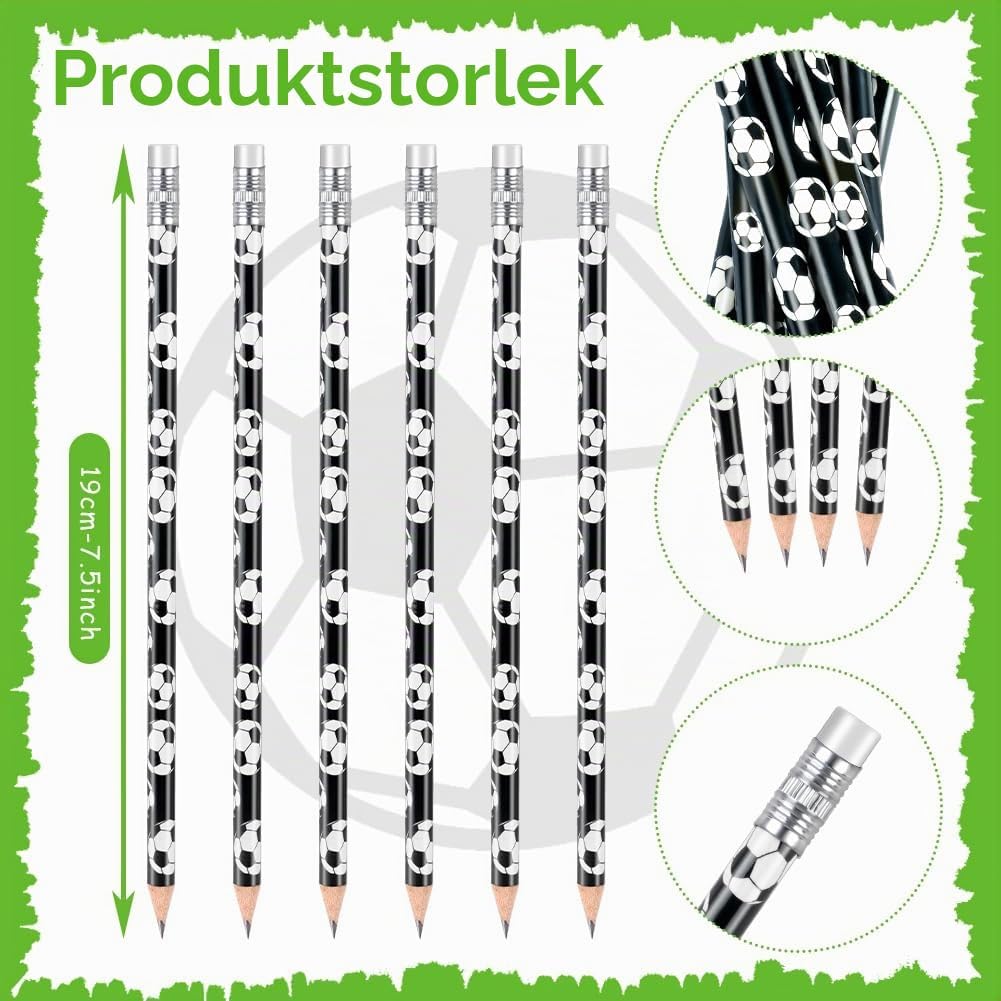 Detalle 2 de AUAUY M1-3566708 blyertspennor med fotbollsmotiv, HB, 12-pack