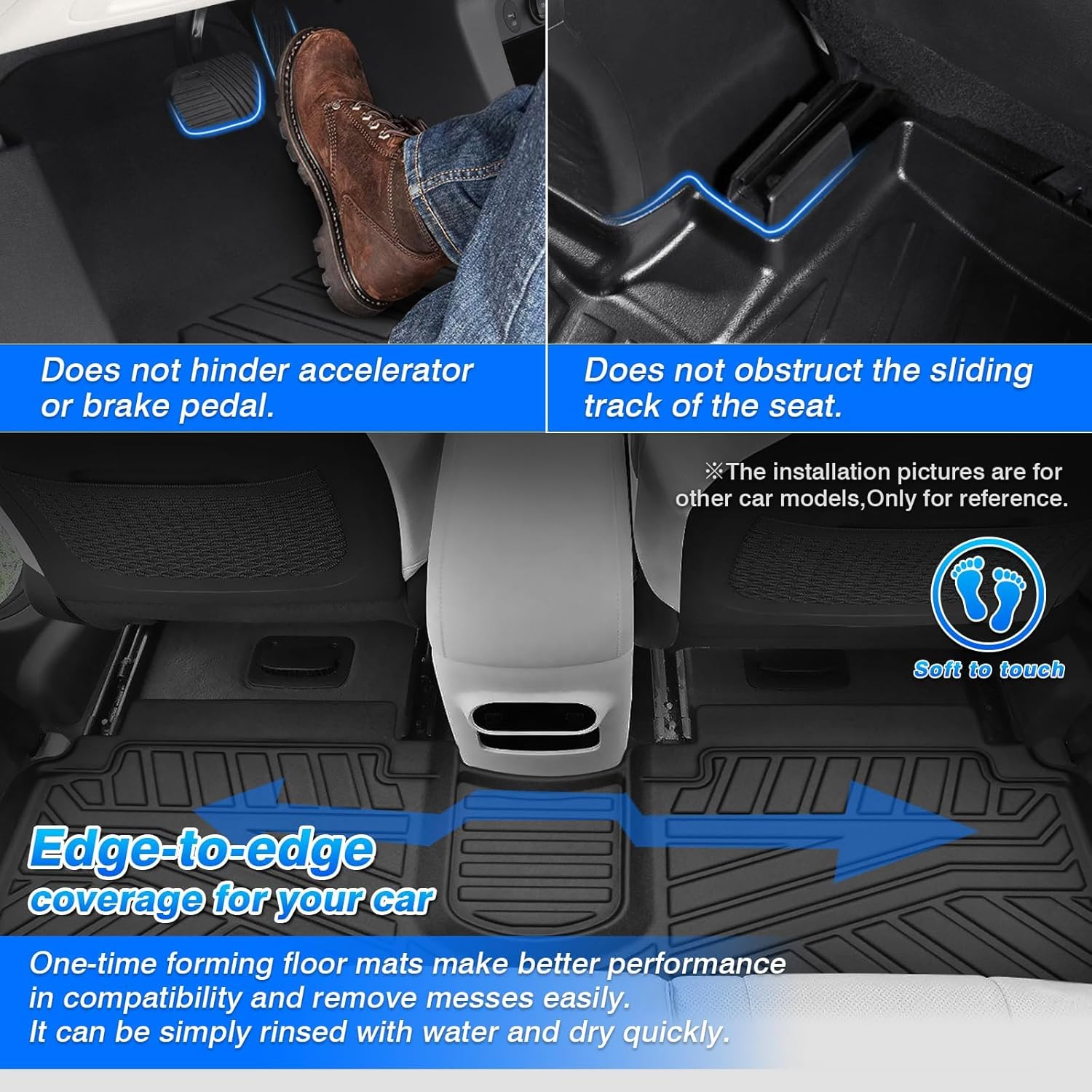Detalle de F-150 Floor Mats for 2015-2026 Ford F-150 / F-150 Lightning, SuperCrew Rear Seat Only - All Weather TPE Mats
