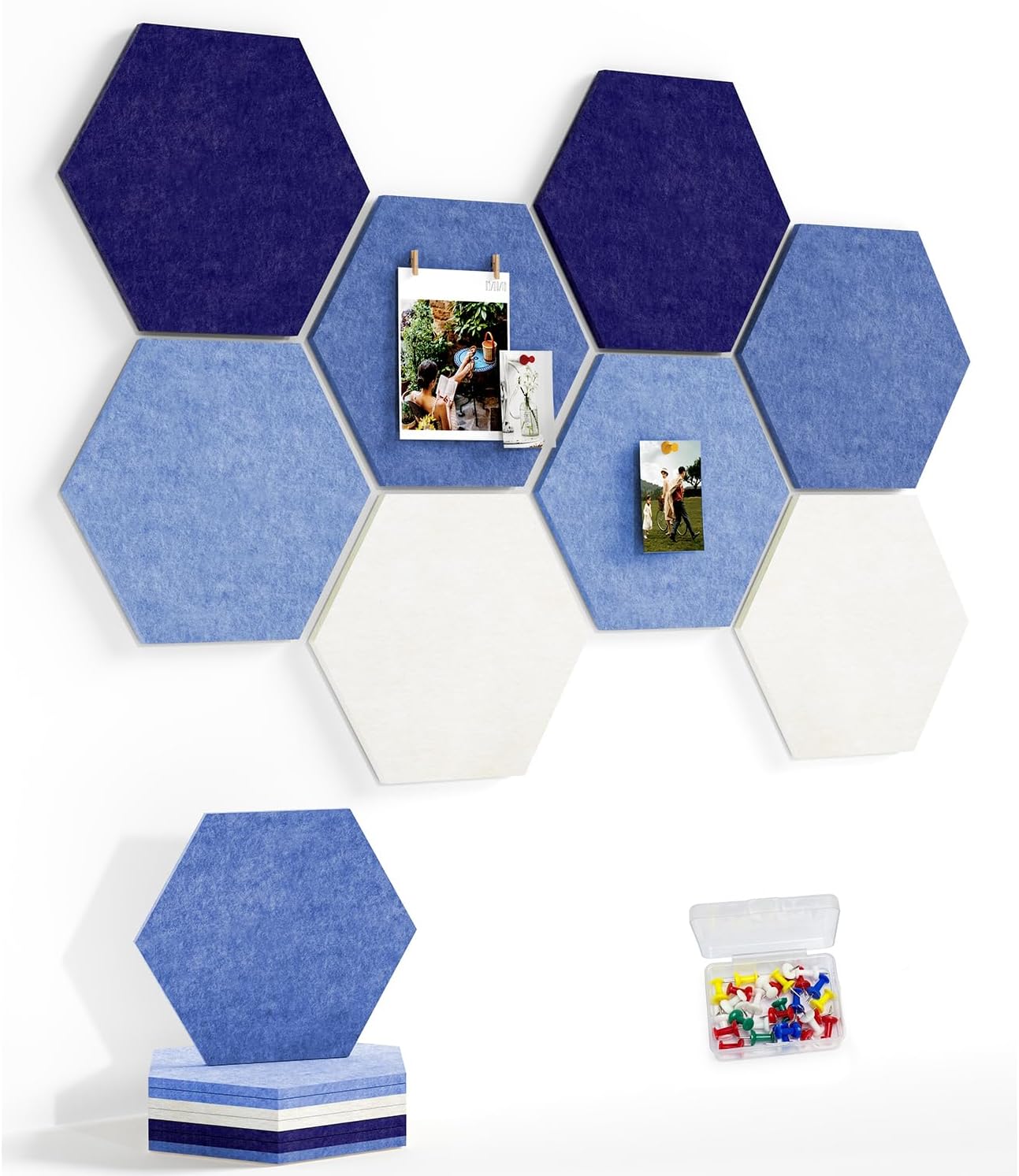 Uoisaiko 30cm Large Felt Hexagon Bulletin Board – Pack of 8