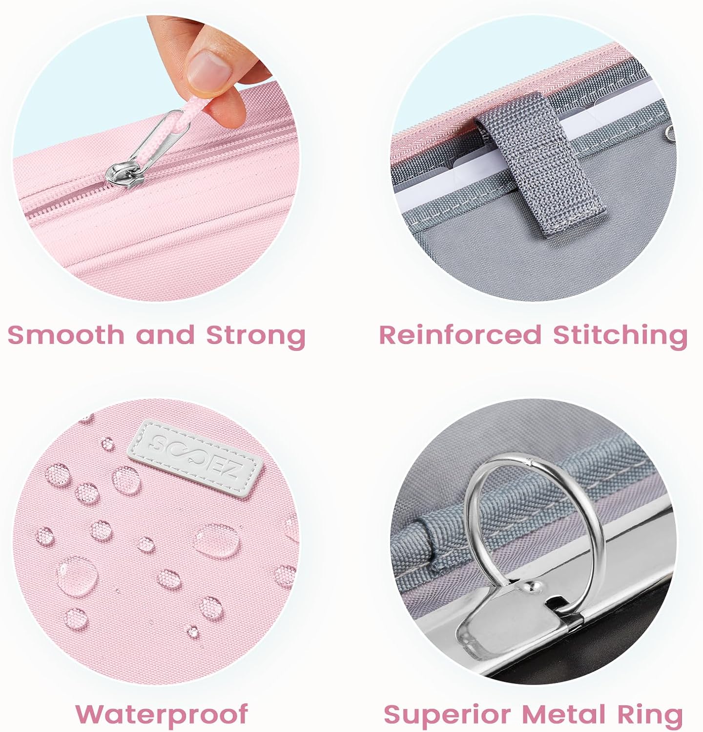 Detalle 2 de Sooez SZA1613-1201A Zipper Binder Bag, 1-Inch 3-Ring, 5-Tab, 500-Sheet