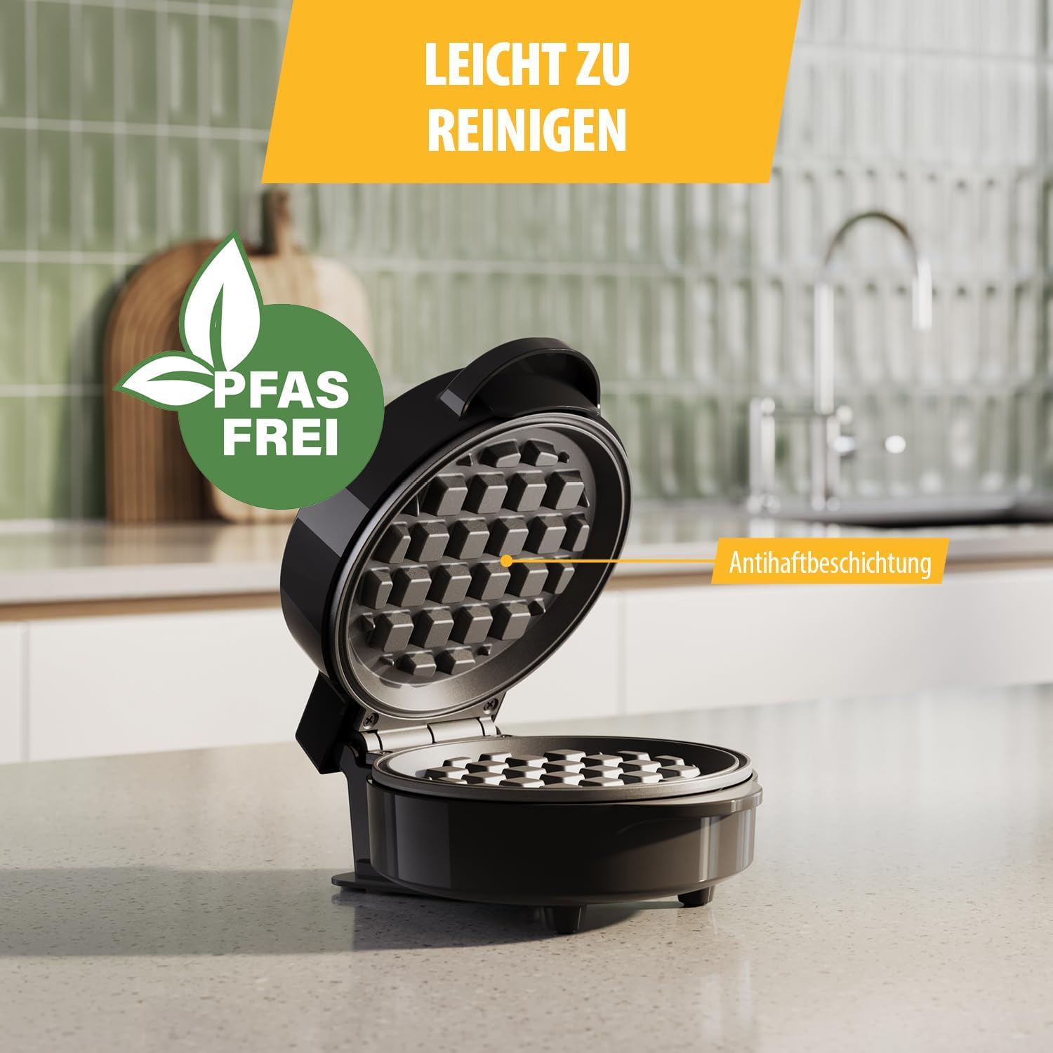 Detalle de Tristar Mini-Waffeleisen WF-2109: Runde Waffeln kompakt und zuverlässig