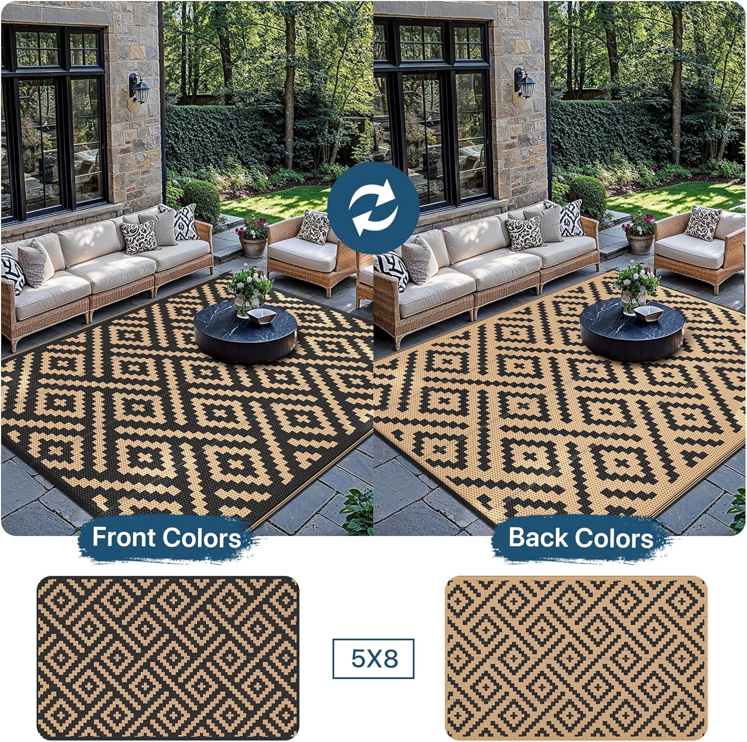 Thumbnail 4 de Genimo Alfombra Exterior Terraza Impermeable Reversible 150x240 cm
