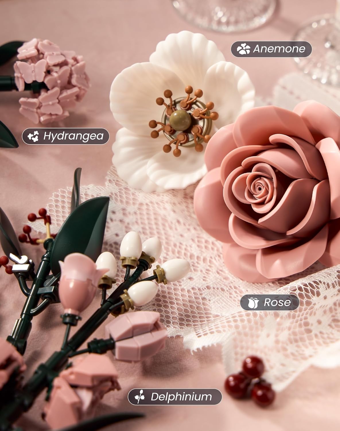 Thumbnail 2 de iATOM Pink Roses Flower Bouquet Building Set (IA11022)