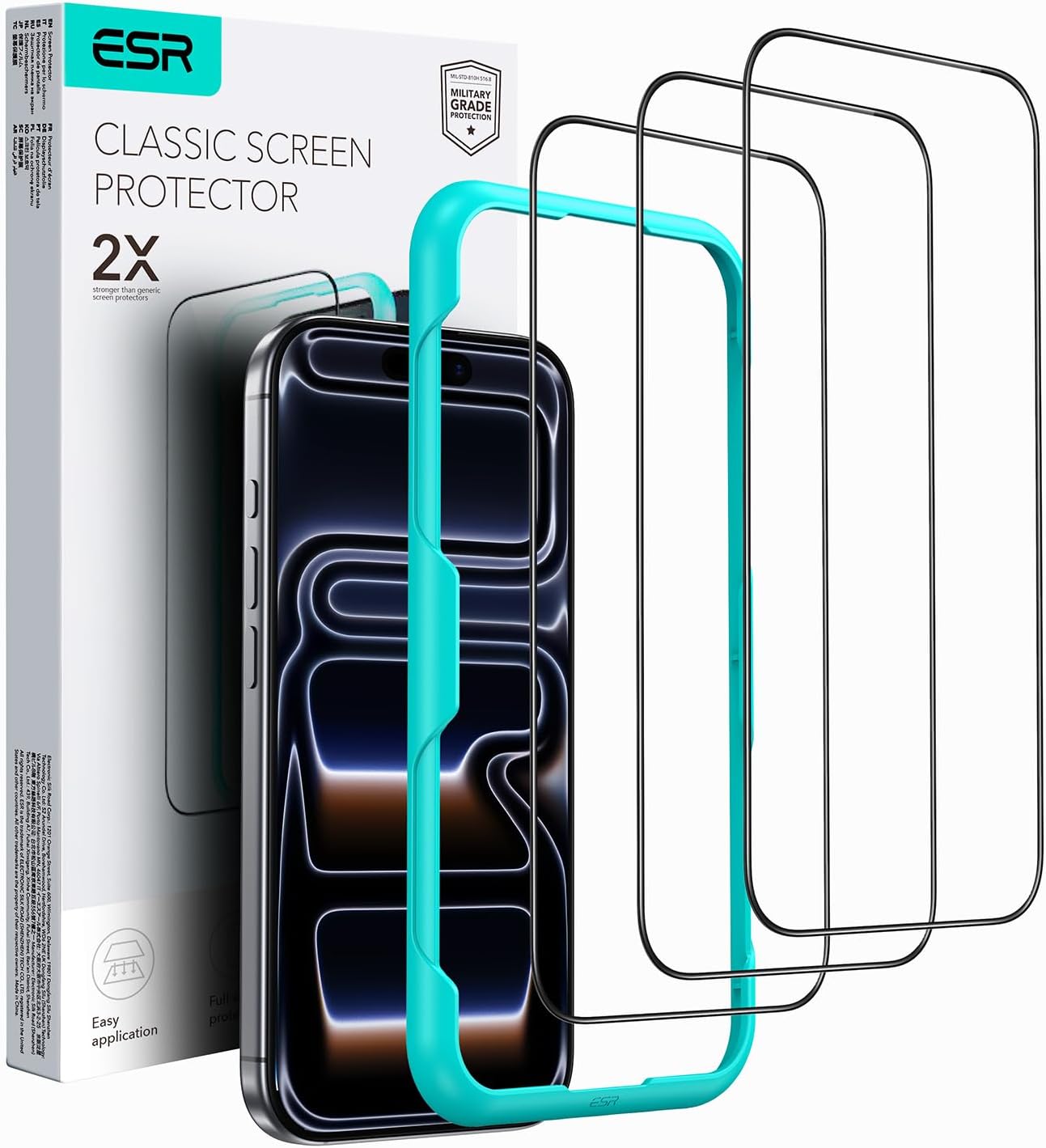 Detalle de ESR iPhone 17 Pro tempered glass 3-pack