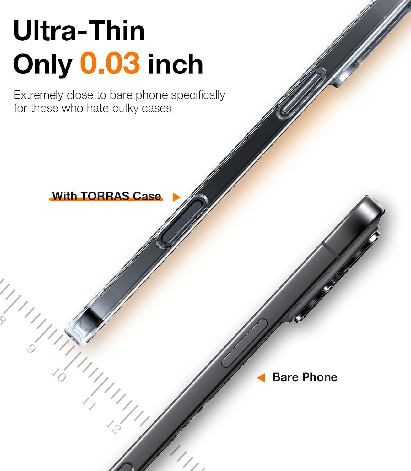 Detalle de TORRAS Slim Fit for iPhone 16 Pro Max Case Clear – Ultra-Thin Protection