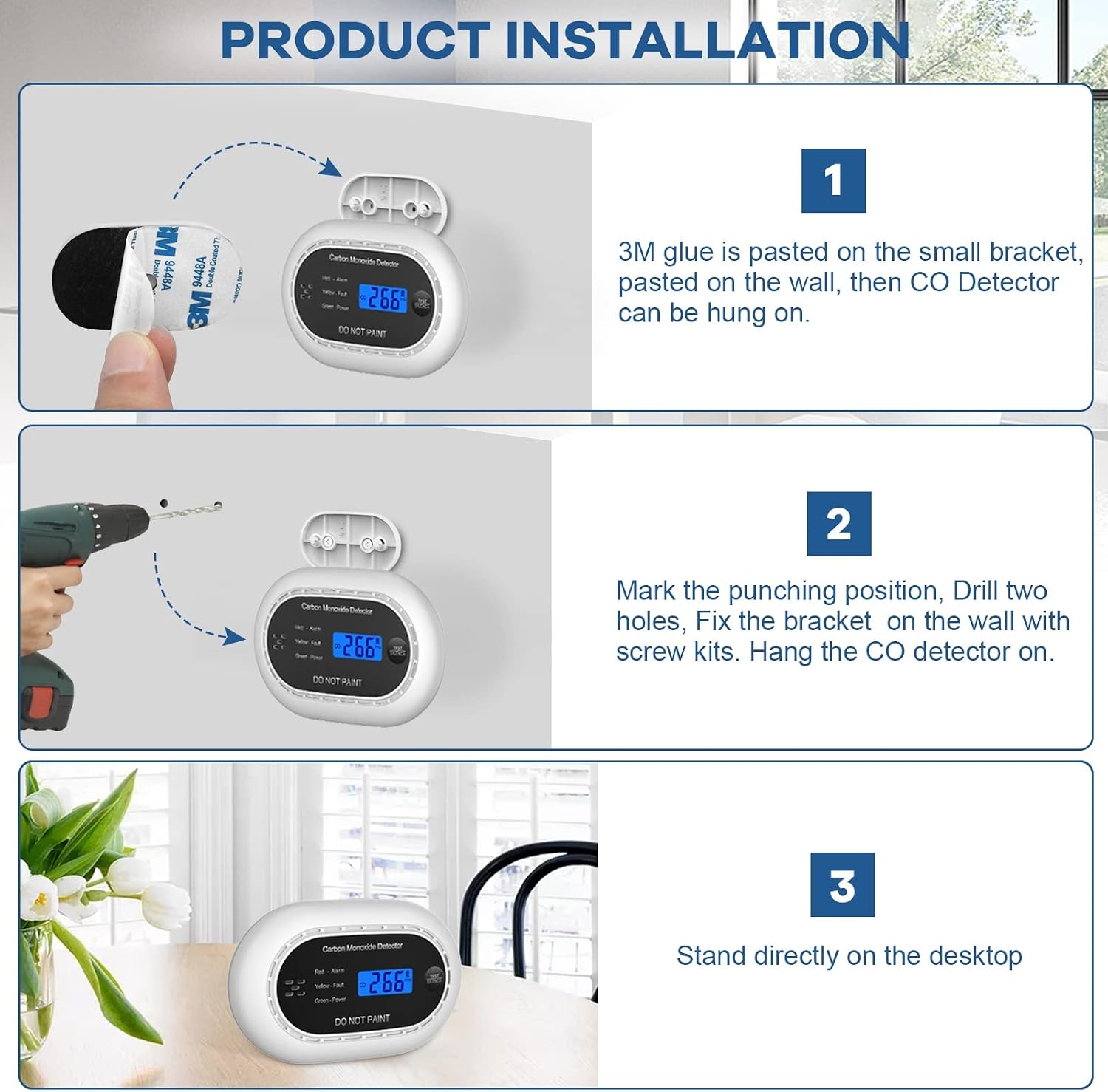 Thumbnail 4 de Carbon Monoxide Detector LCD with 10‑year battery 🚨