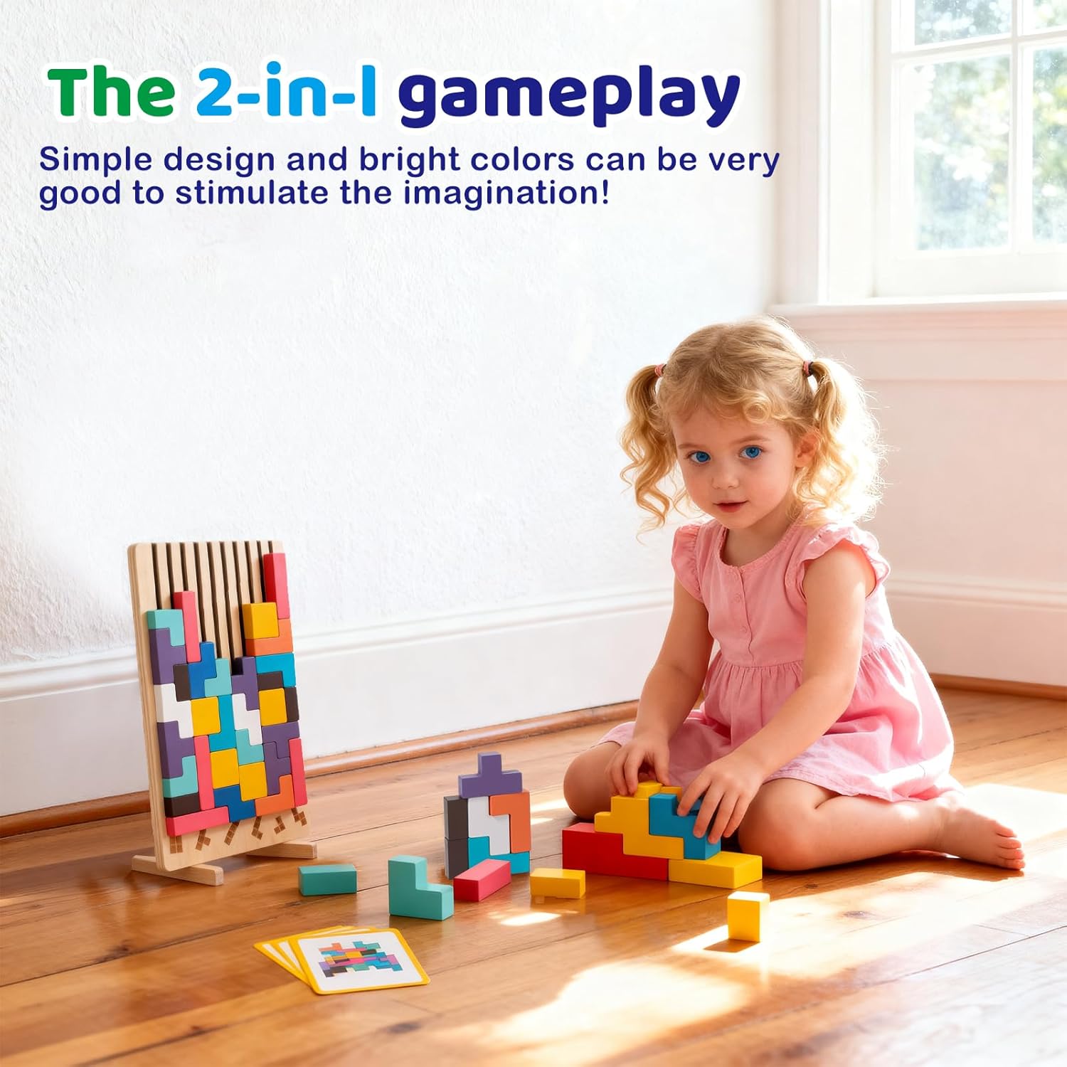 Detalle 2 de Holzpuzzle Tetris – Montessori Lernspielzeug aus Naturholz (3D Stapel-/Steckpuzzle) für Kinder ab 3