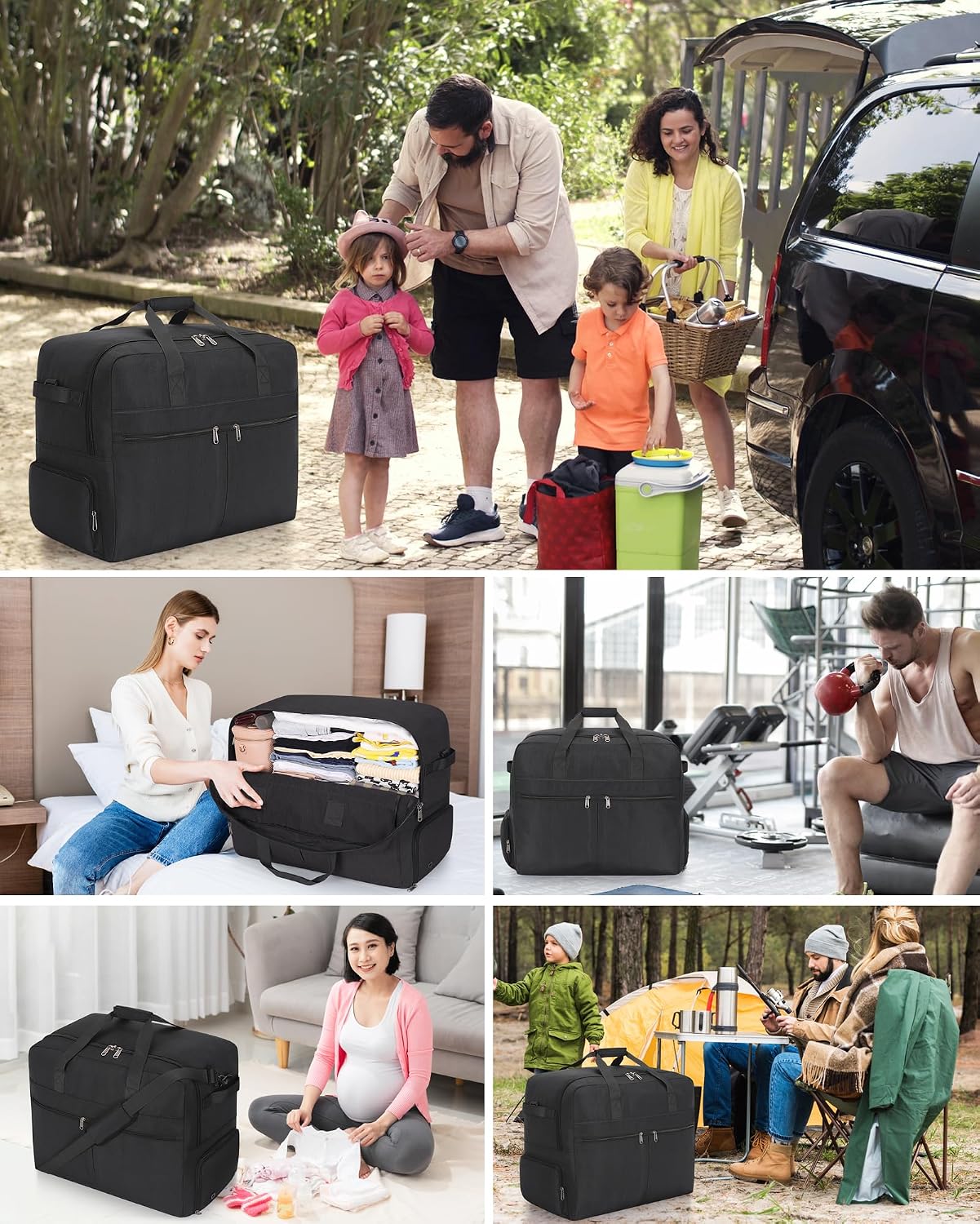 Thumbnail 6 de Urtala Sac de Voyage Pliable 100L – Noir, avec Compartiment à Chaussures