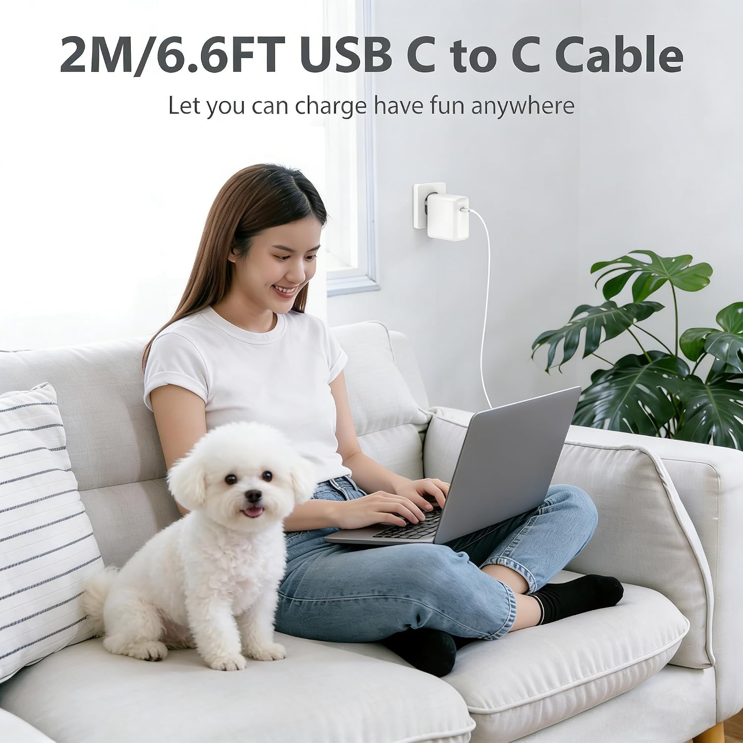 Detalle 2 de 96W USB-C Ladegerät für MacBook – Schnellladen mit 2m USB-C Ladekabel, kompatibel für MacBook Pro/Air, iPad & USB-C Geräte