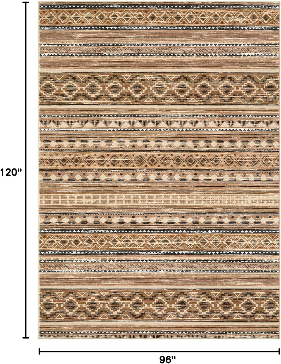 Detalle 2 de cotiled 8x10 Washable Boho Area Rug with Non Slip Backing (Brown/Beige)