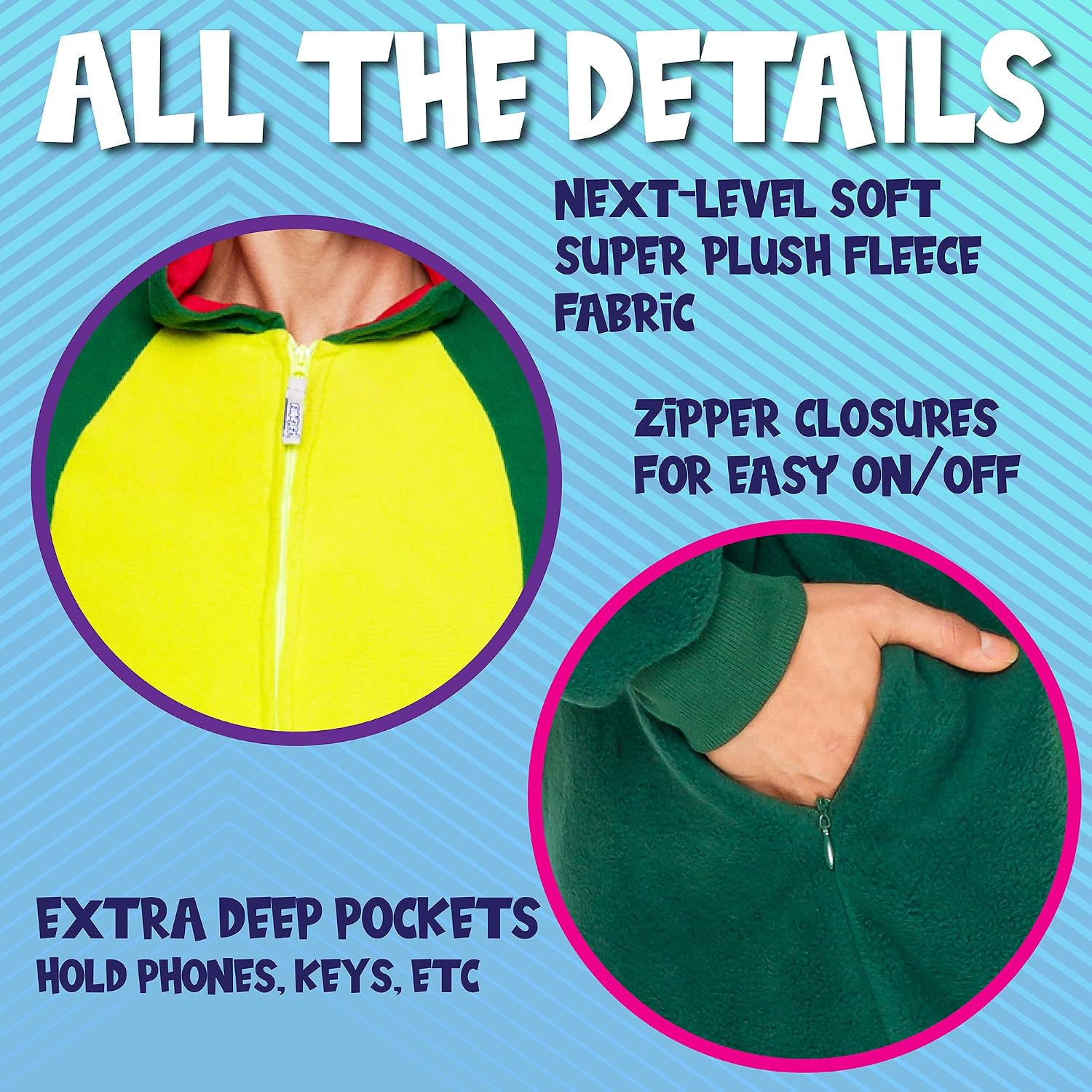 Detalle de Funziez! Slim Fit Animal Onesie Costume, Plush One-Piece Pajamas with Pockets