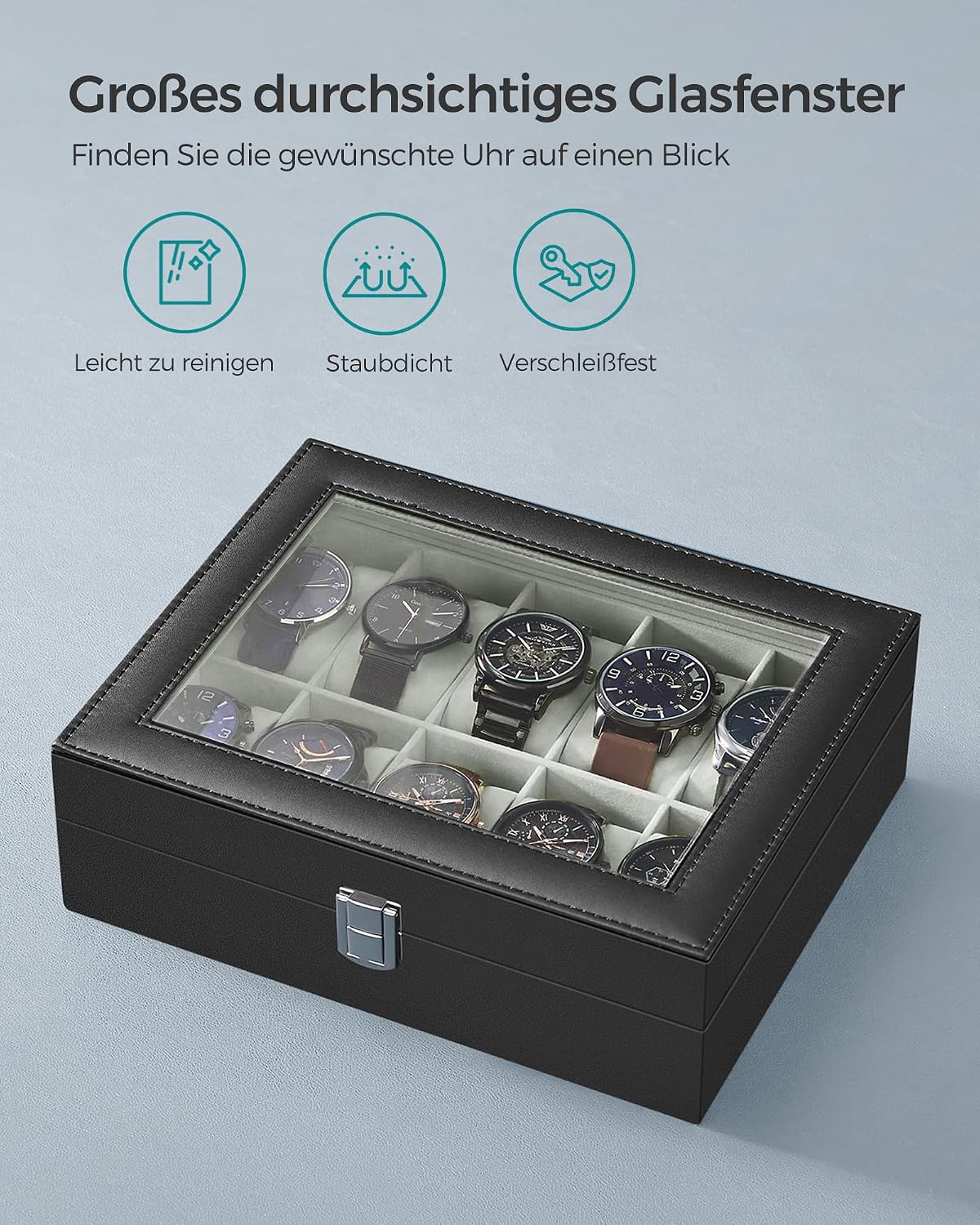 Detalle 2 de SONGMICS JWB010BK Uhrenbox 10 Fächer