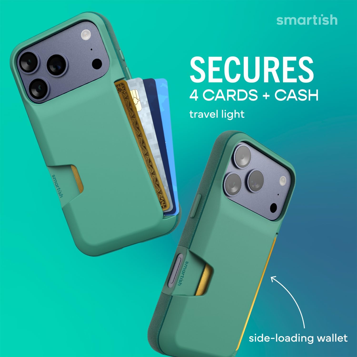 Detalle de Smartish Wallet Slayer Vol. 1 Wallet Case for iPhone 17 Pro (So Jaded) — slim card holder with drop protection