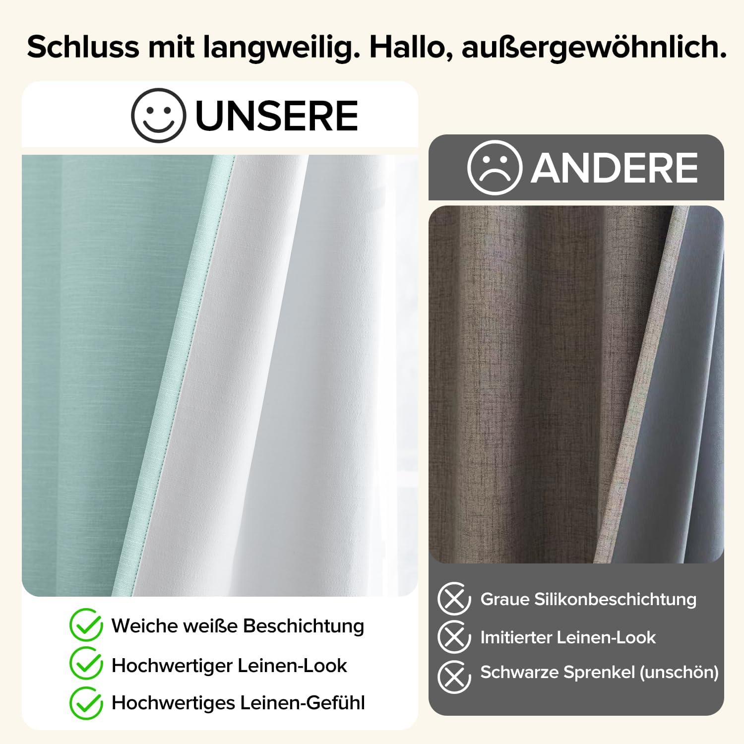 Detalle de Runyéla Verdunkelungsvorhänge in Leinenoptik – 2er Set, Himmelblau, H 245 x B 140, OEKO-TEX, 305 g/m²