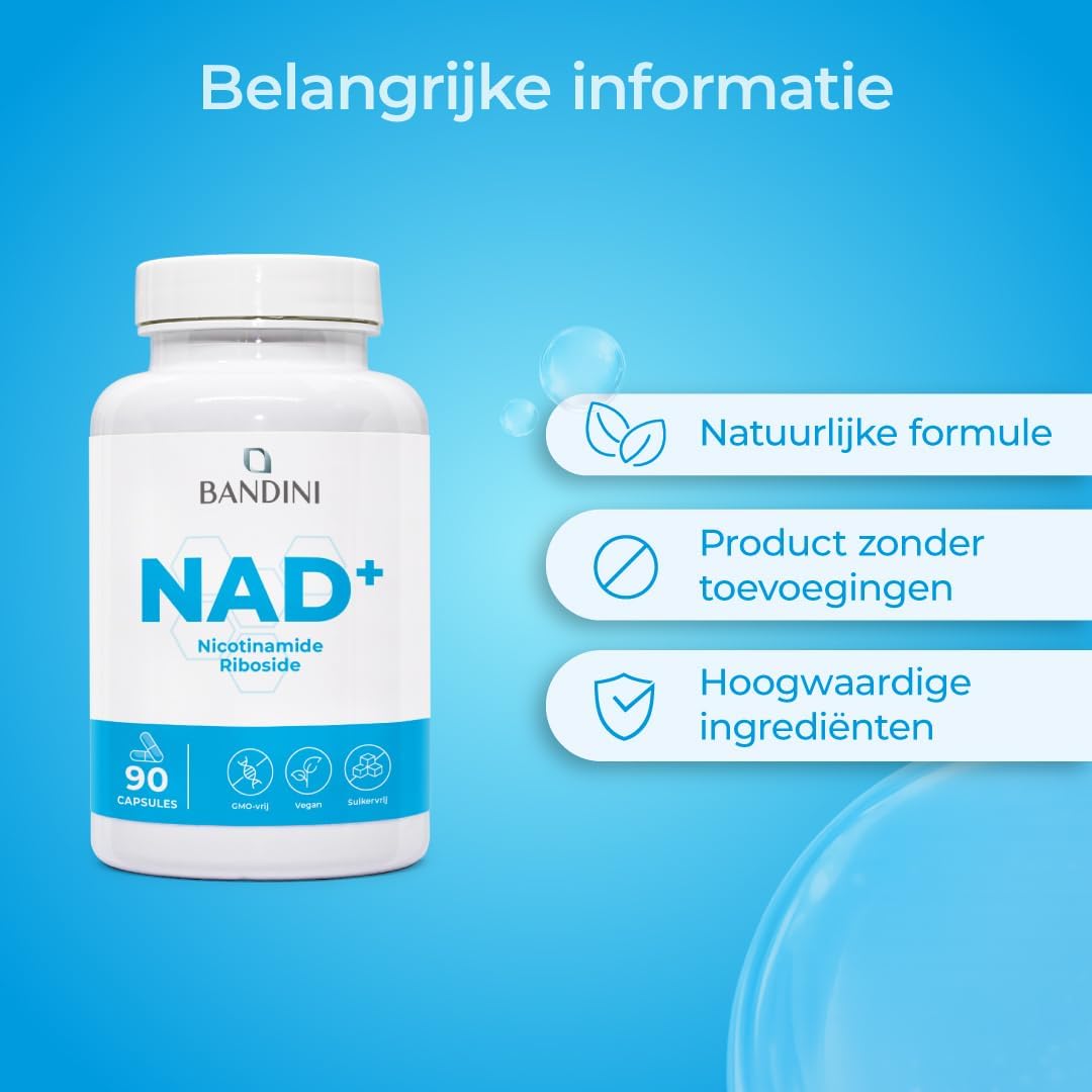 Thumbnail 5 de BANDINI NAD+ nicotinamideribosidechloride capsules, 300 mg, vegan, 90 stuks